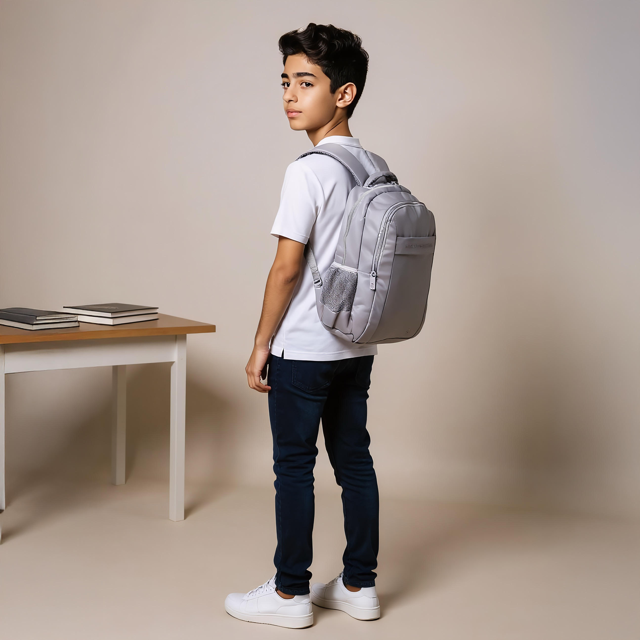 UCB 17-inch Solid Backpack with Adjustable Straps and Zip Closure - 44x30x14 cms-school-bagsandbackpacks-backpacks-image-3
