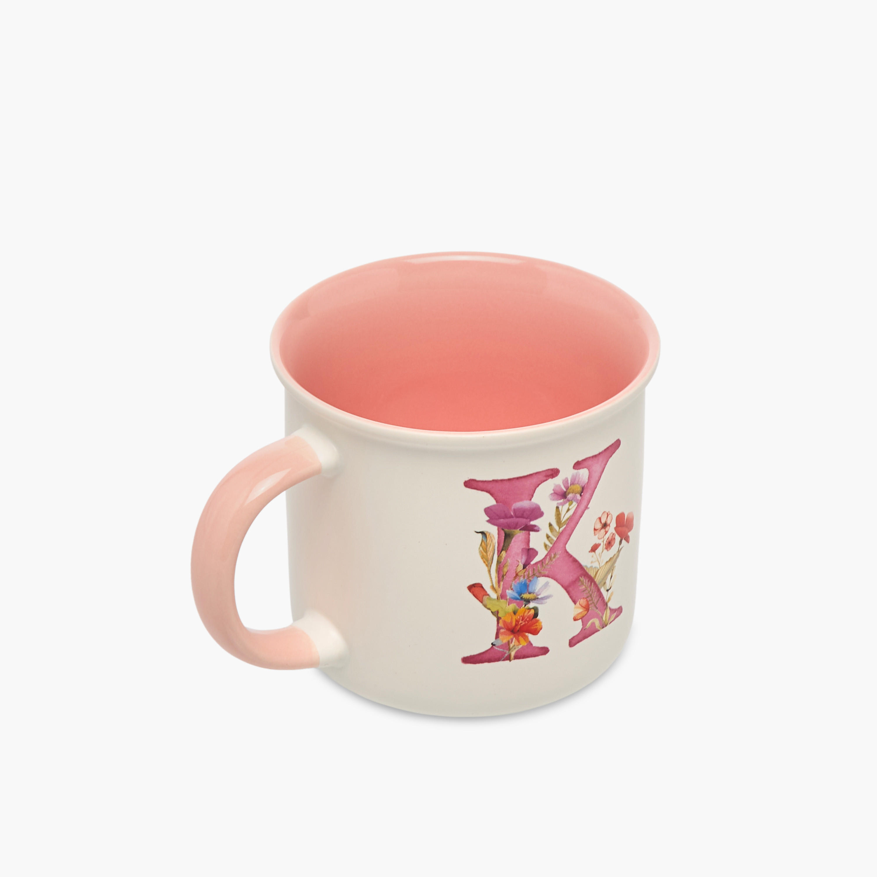Floral Initial K Print New Bone China Mug - 355 ml-household-dining-teaandcoffee-mugsandcups-image-3