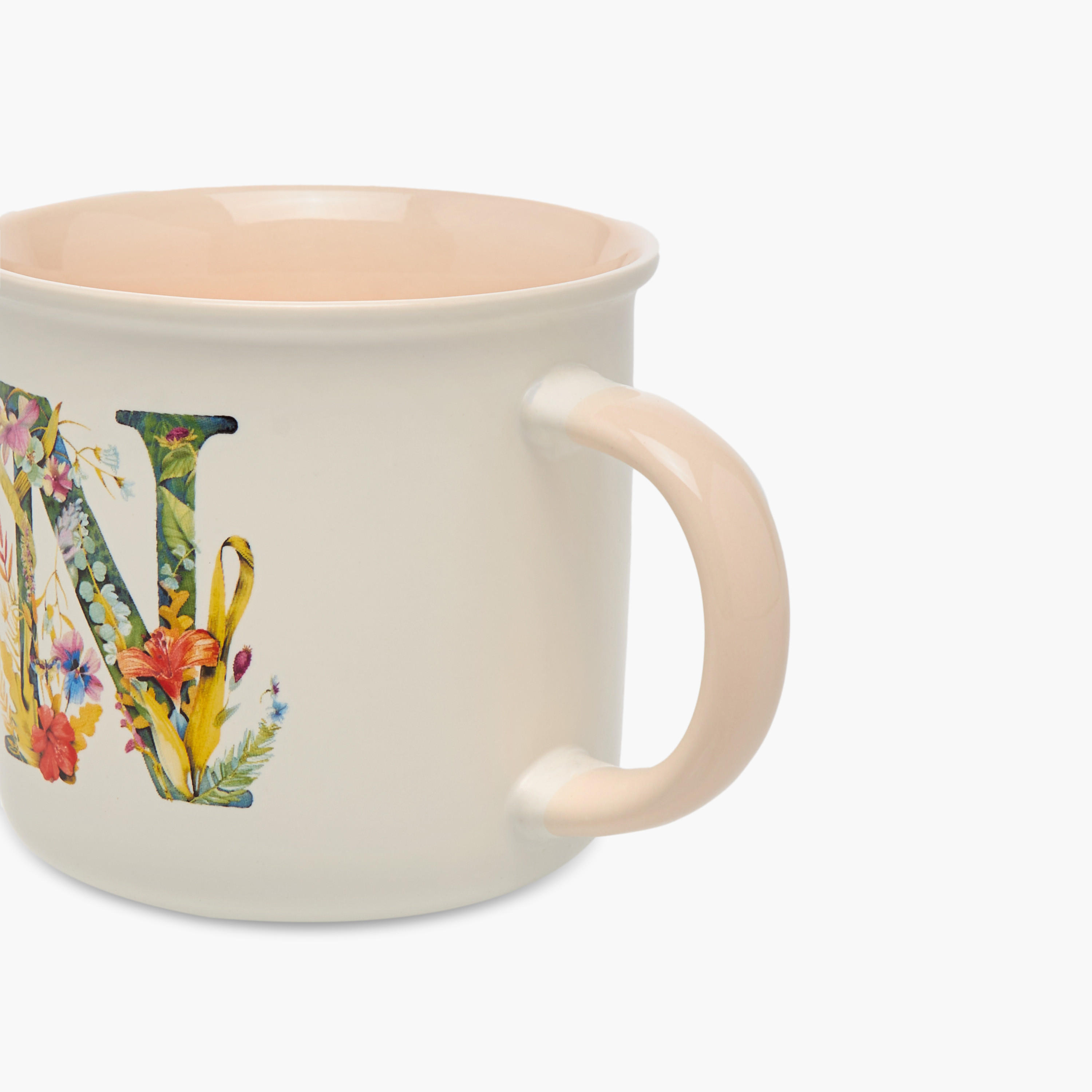 Floral Initial N Print New Bone China Mug - 355 ml-household-dining-teaandcoffee-mugsandcups-image-2