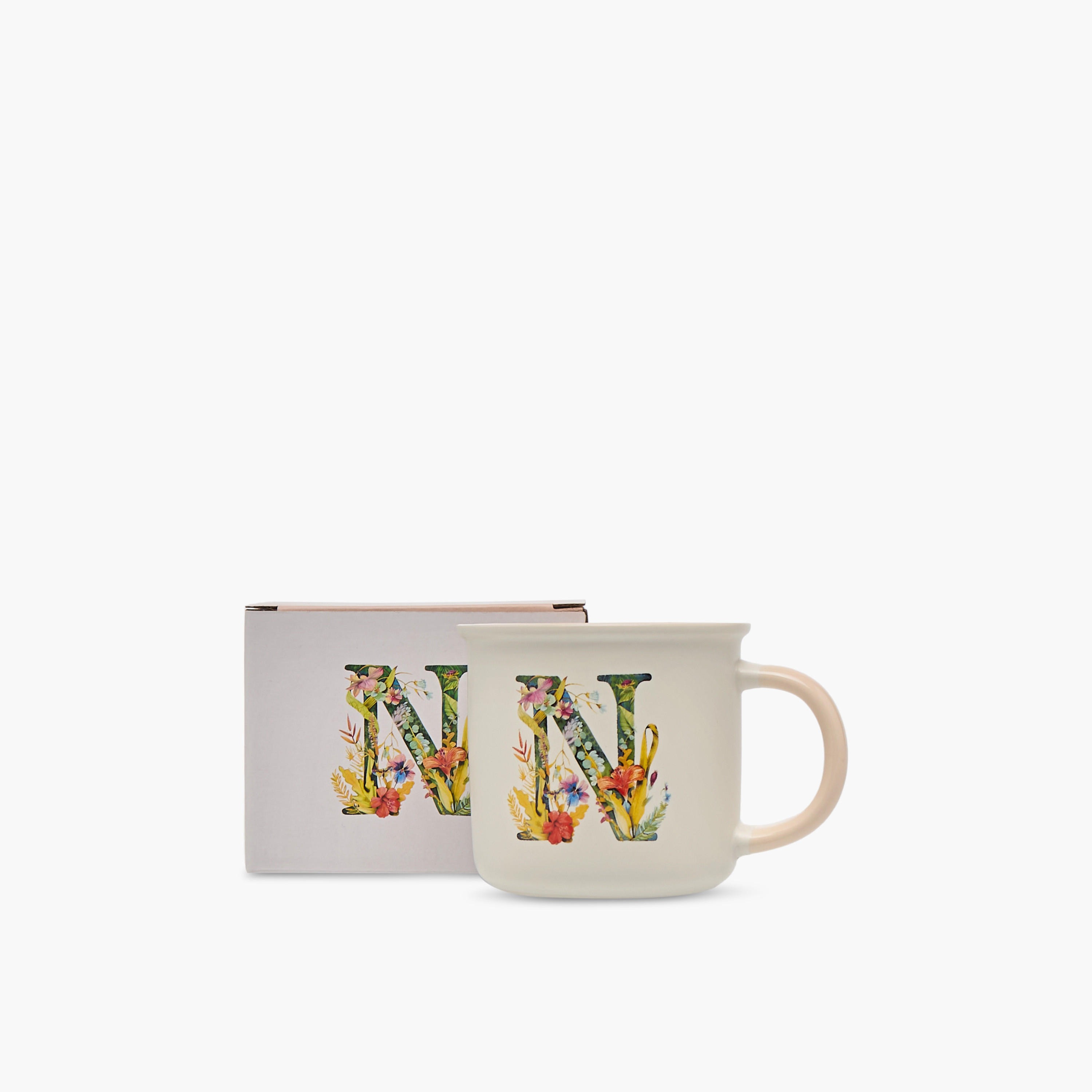 Floral Initial N Print New Bone China Mug - 355 ml-household-dining-teaandcoffee-mugsandcups-image-4