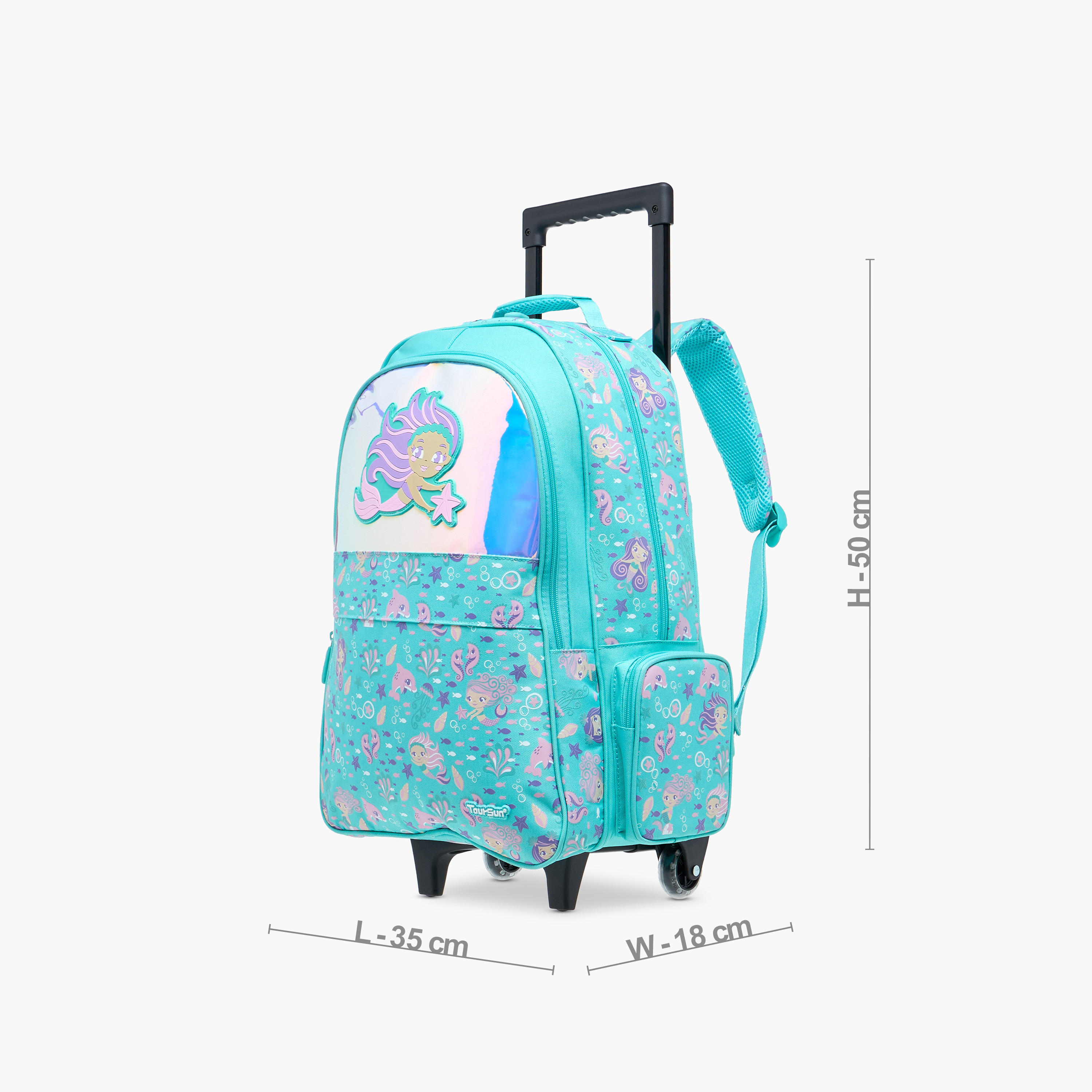 Toursun Mermaid Trolley Bag for Girls 5-8 Years with Padded Shoulder Straps -school-bagsandbackpacks-trolleybags-image-4