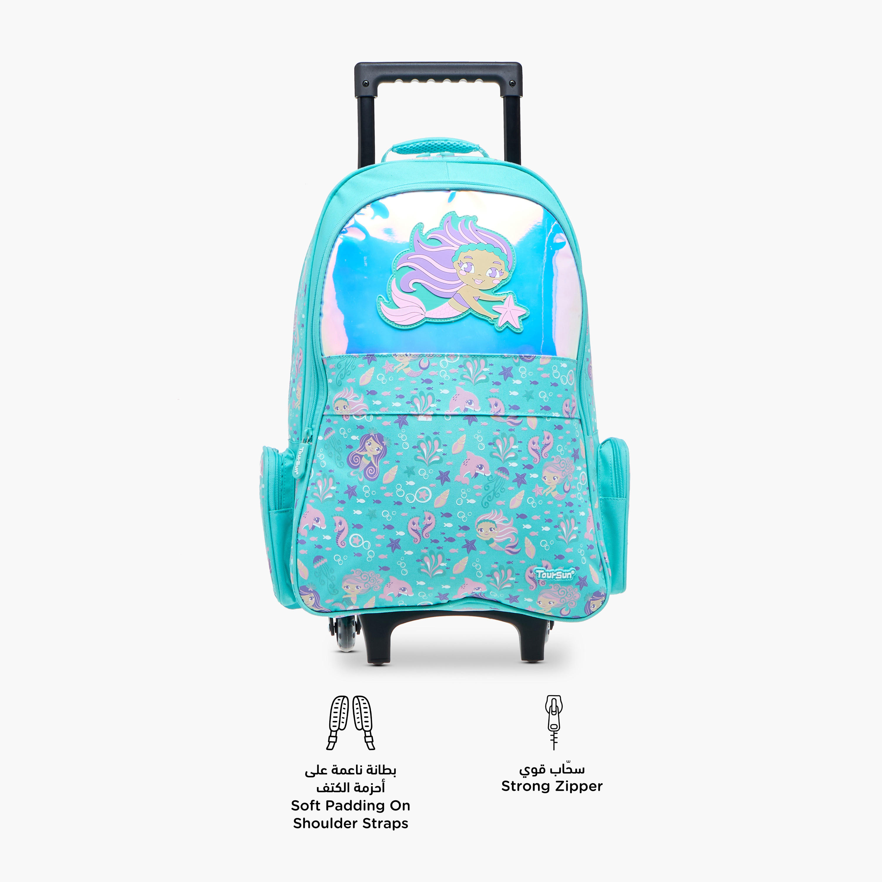 شنطة ترولي للبنات 5-8 سنوات بأحزمة كتف مبطّنة وتصميم ميرميد من تورسن-school-bagsandbackpacks-trolleybags-image-6
