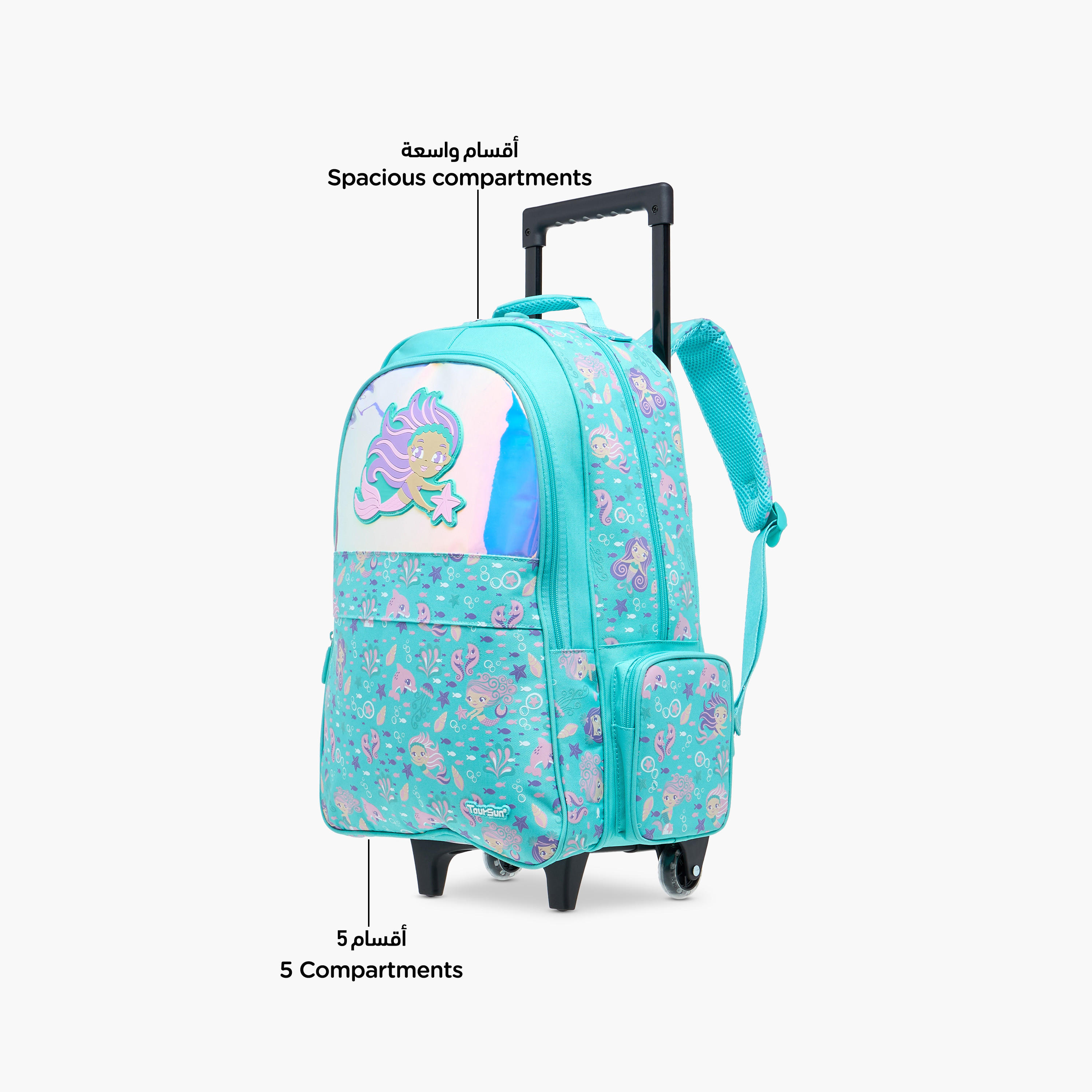 شنطة ترولي للبنات 5-8 سنوات بأحزمة كتف مبطّنة وتصميم ميرميد من تورسن-school-bagsandbackpacks-trolleybags-image-8