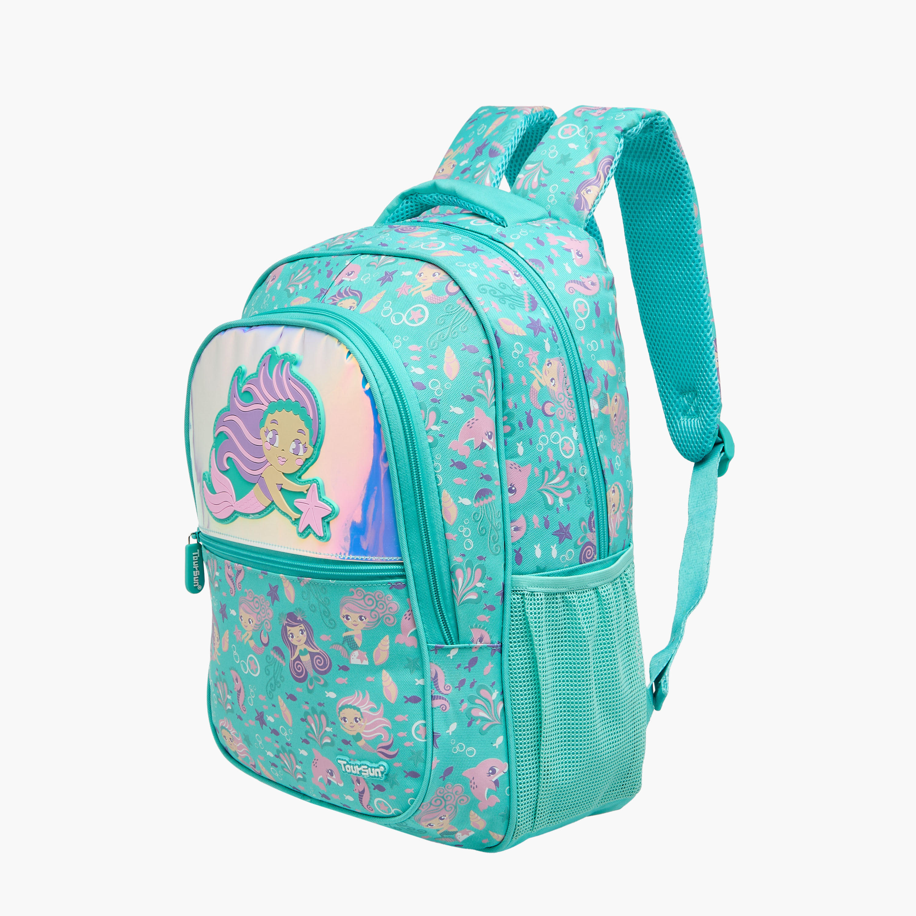 Toursun Mermaid Print Backpack with Adjustable Straps and Zip Closure - 13x30x42 cms-school-bagsandbackpacks-backpacks-image-2