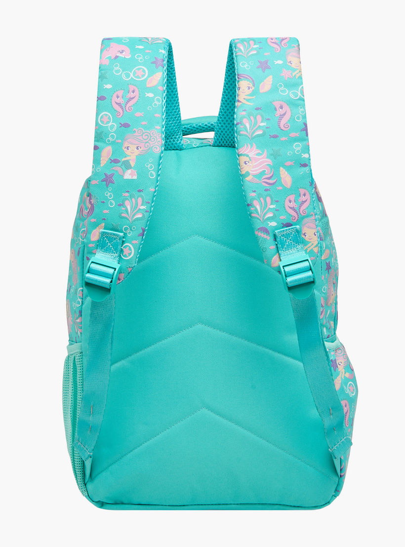 Toursun Mermaid Print Backpack with Adjustable Straps and Zip Closure - 13x30x42 cms-school-bagsandbackpacks-backpacks-image-4