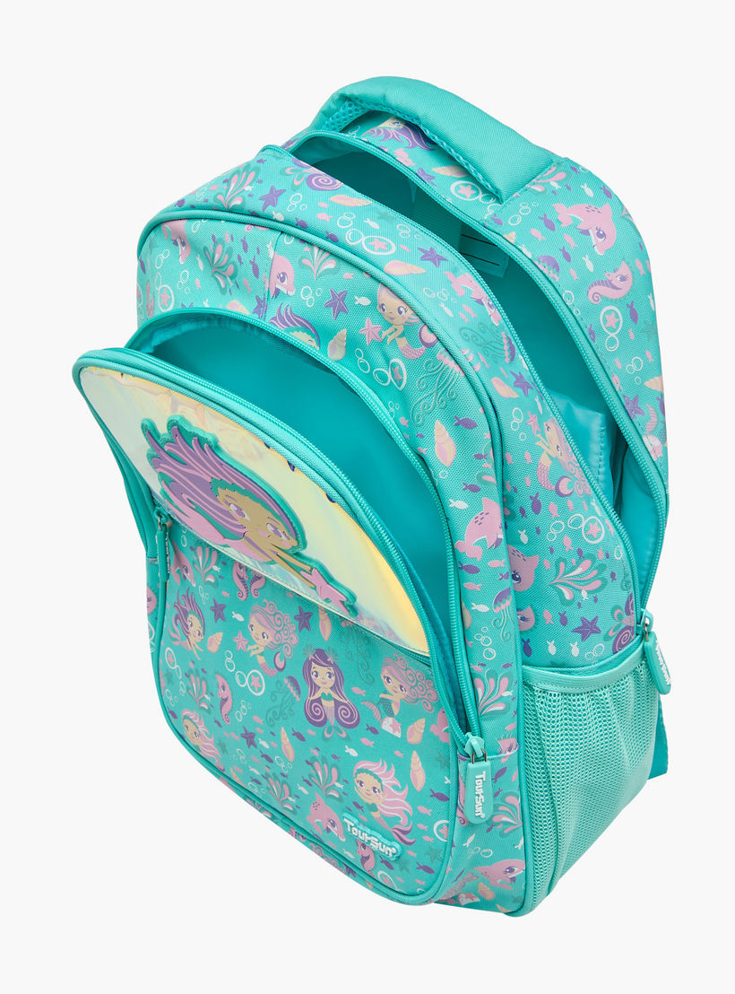 Toursun Mermaid Print Backpack with Adjustable Straps and Zip Closure - 13x30x42 cms-school-bagsandbackpacks-backpacks-image-6