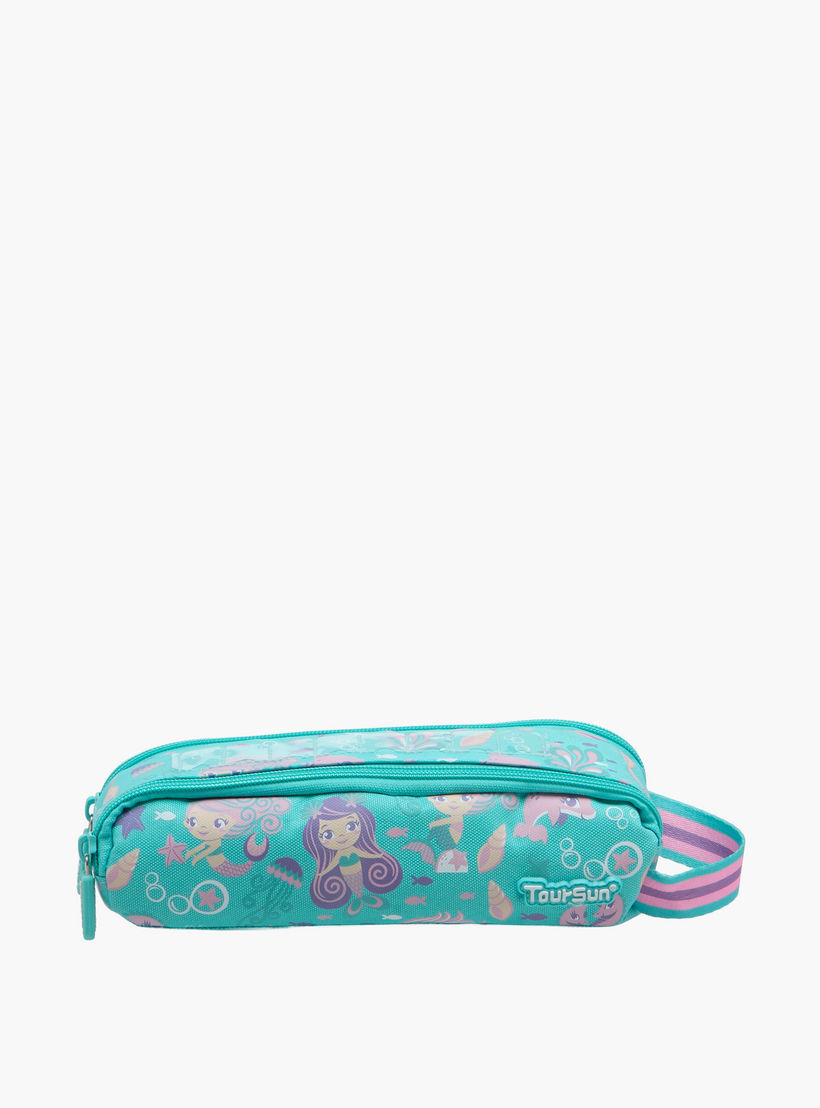 Toursun Mermaid Print Pencil Pouch with Zip Closure-school-stationery-pencilcases-image-1