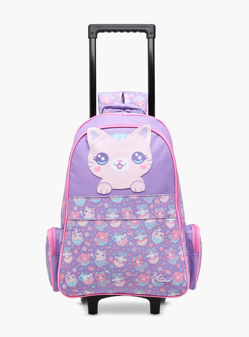 Toursun Cats Trolley Bag for Girls 5-8 Years with Padded Shoulder Straps -school-bagsandbackpacks-trolleybags-image-1