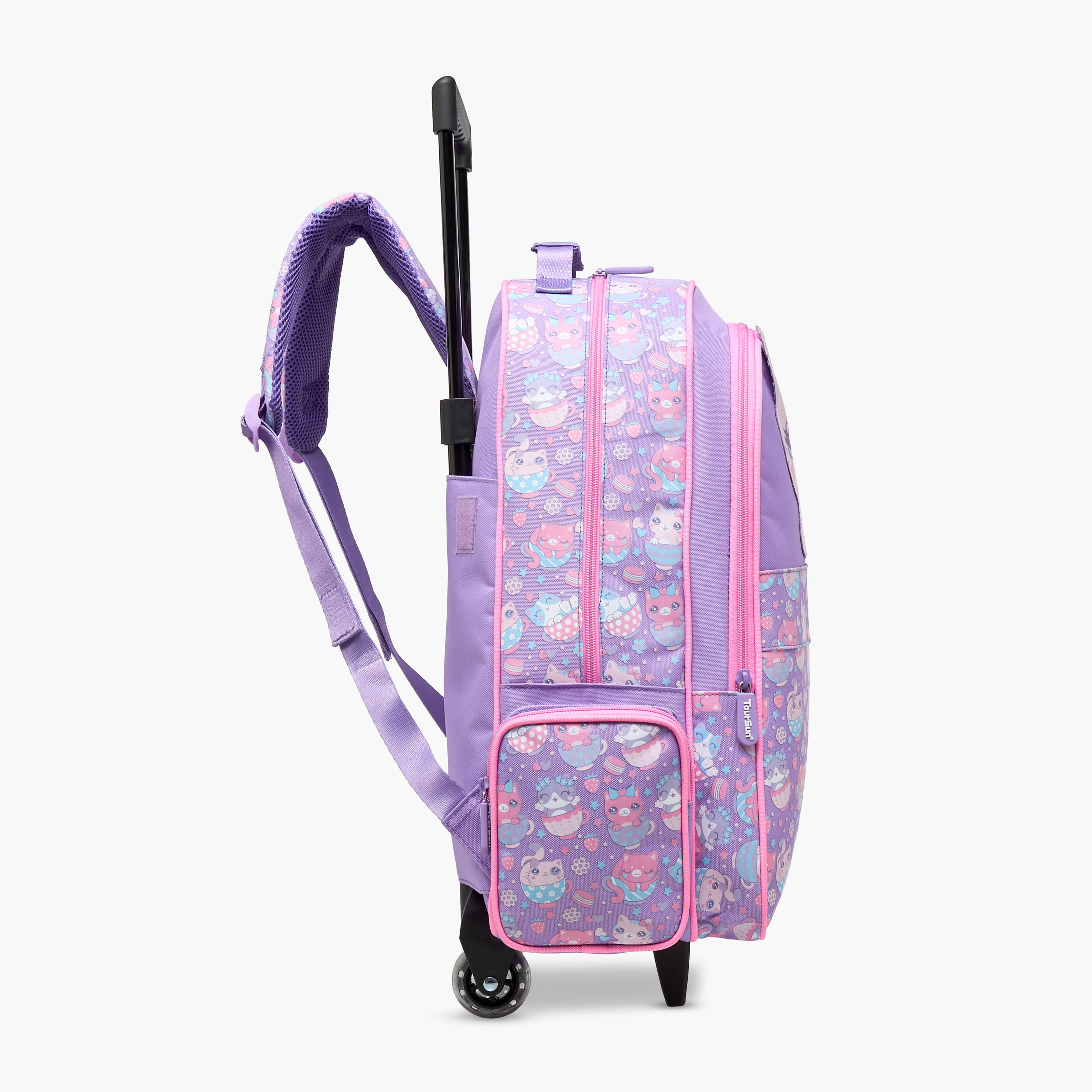 Toursun Cats Trolley Bag for Girls 5-8 Years with Padded Shoulder Straps -school-bagsandbackpacks-trolleybags-image-3