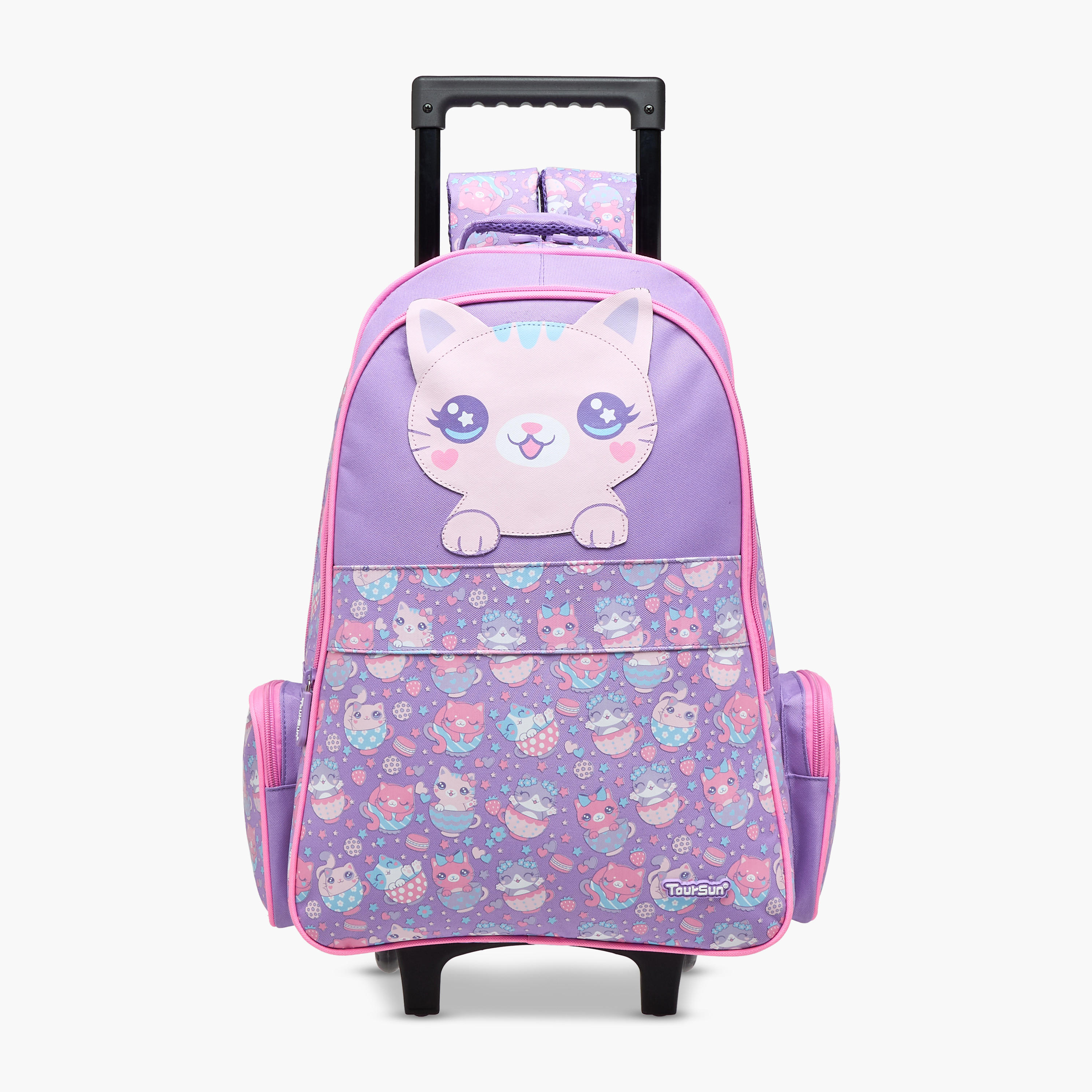 Toursun Cats Trolley Bag for Girls 5-8 Years with Padded Shoulder Straps -school-bagsandbackpacks-trolleybags-image-7