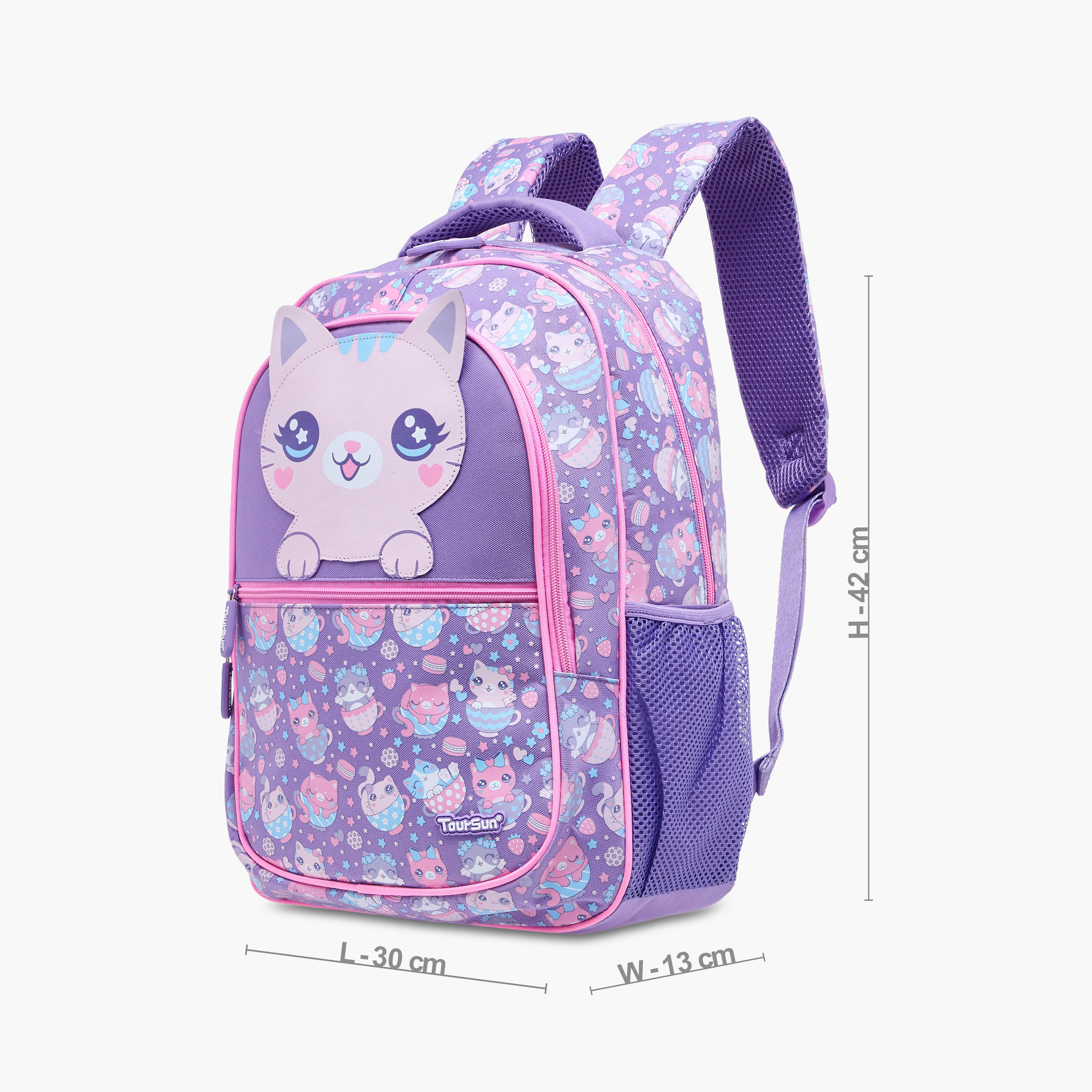 Toursun Cat Print Backpack with Adjustable Shoulder Straps and Zip Closure - 30x13x42 cms-school-bagsandbackpacks-backpacks-image-2