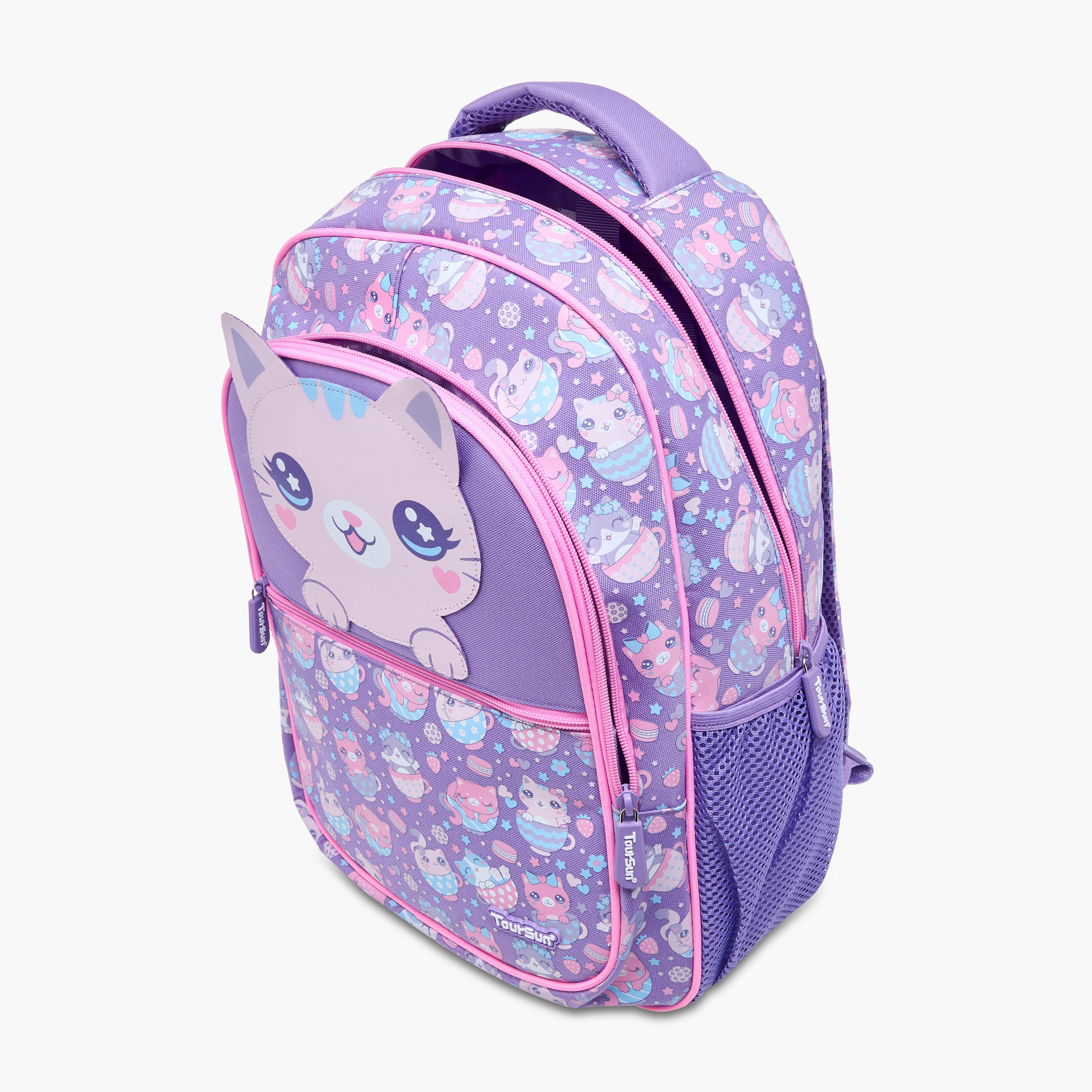 Toursun Cat Print Backpack with Adjustable Shoulder Straps and Zip Closure - 30x13x42 cms-school-bagsandbackpacks-backpacks-image-8