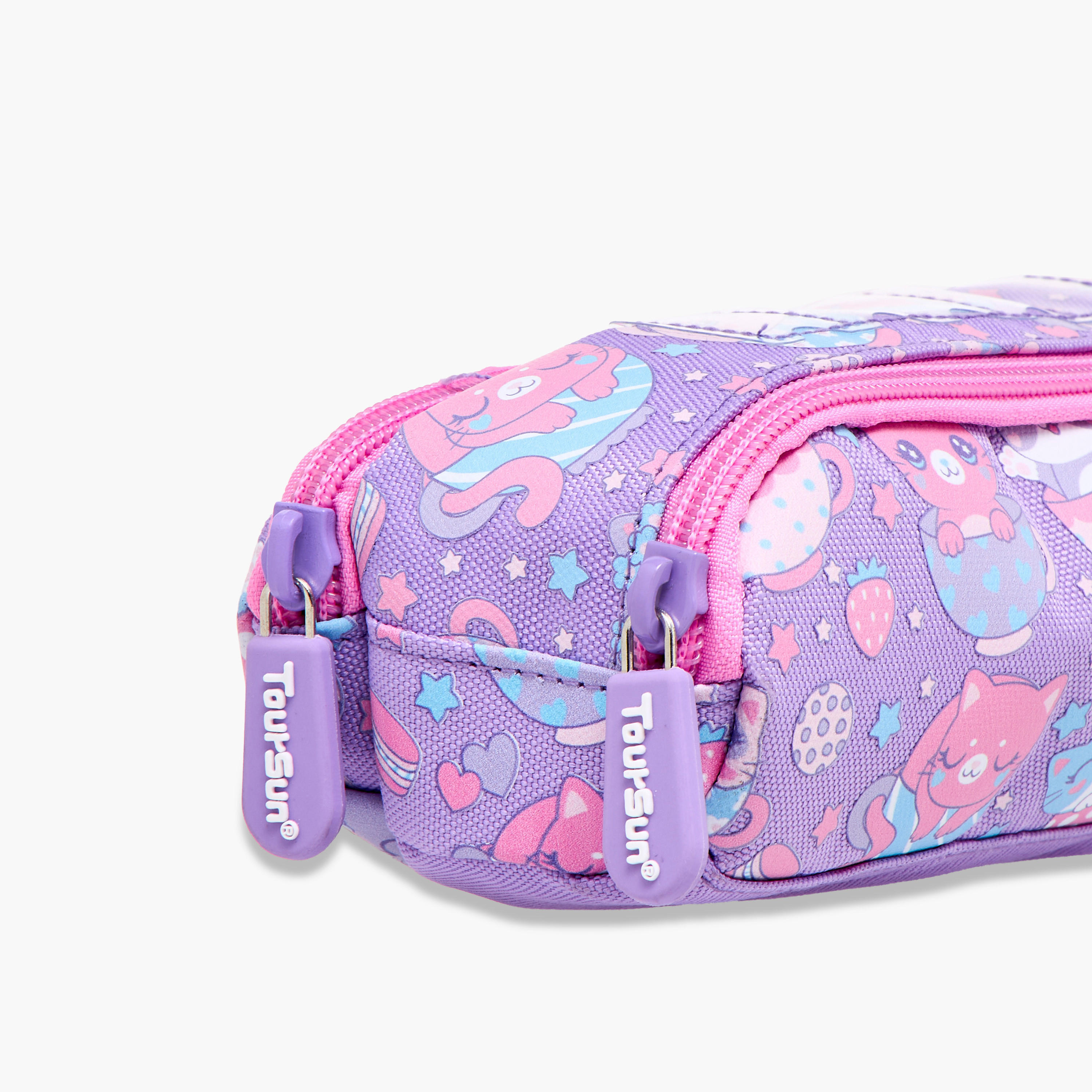 Toursun Cat Print Pencil Pouch with Zip Closure-school-stationery-pencilcases-image-4