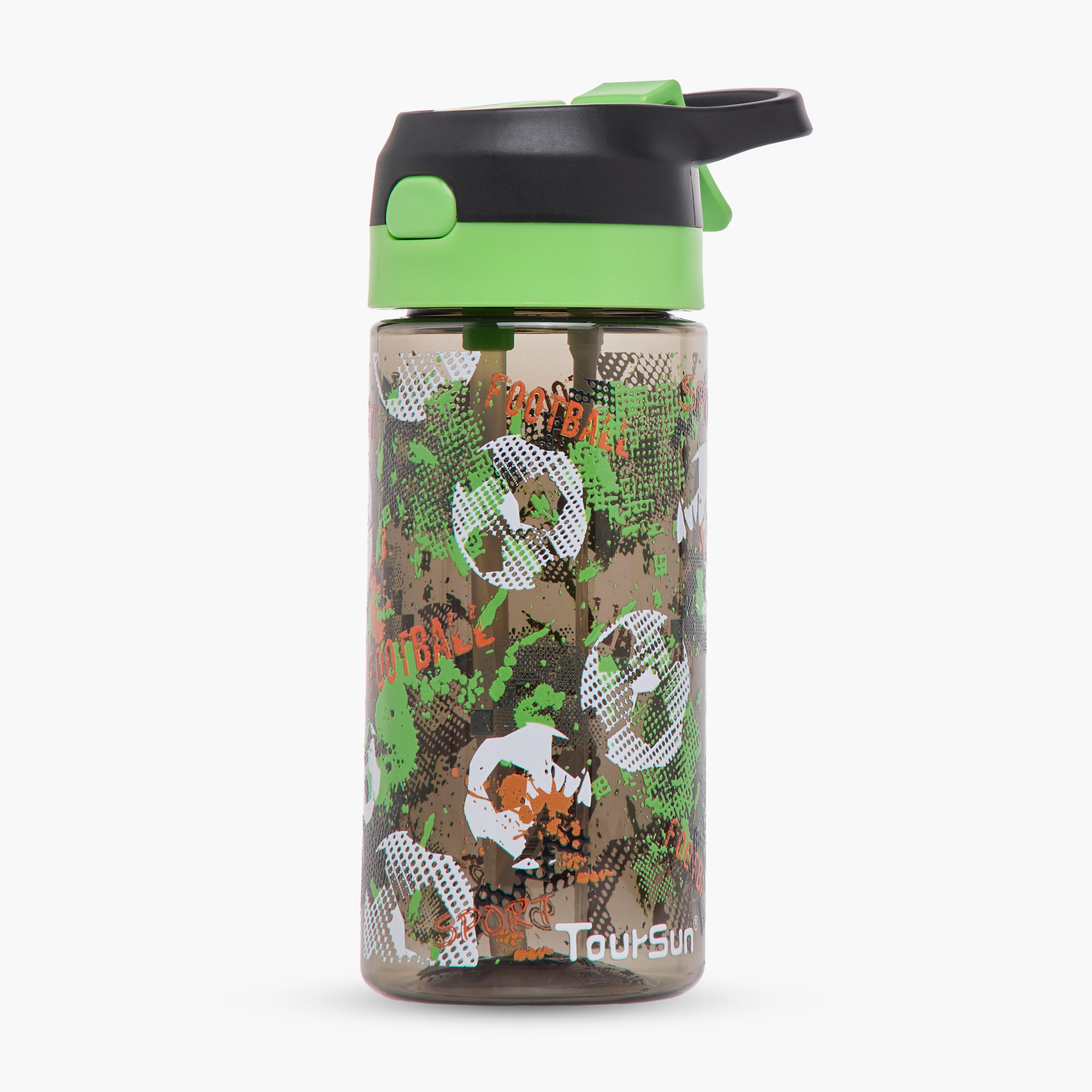 قارورة ماء بلاستيك بمقبض وتصميم كرة قدم من تورسن - 500 مل-school-waterbottles-image-1