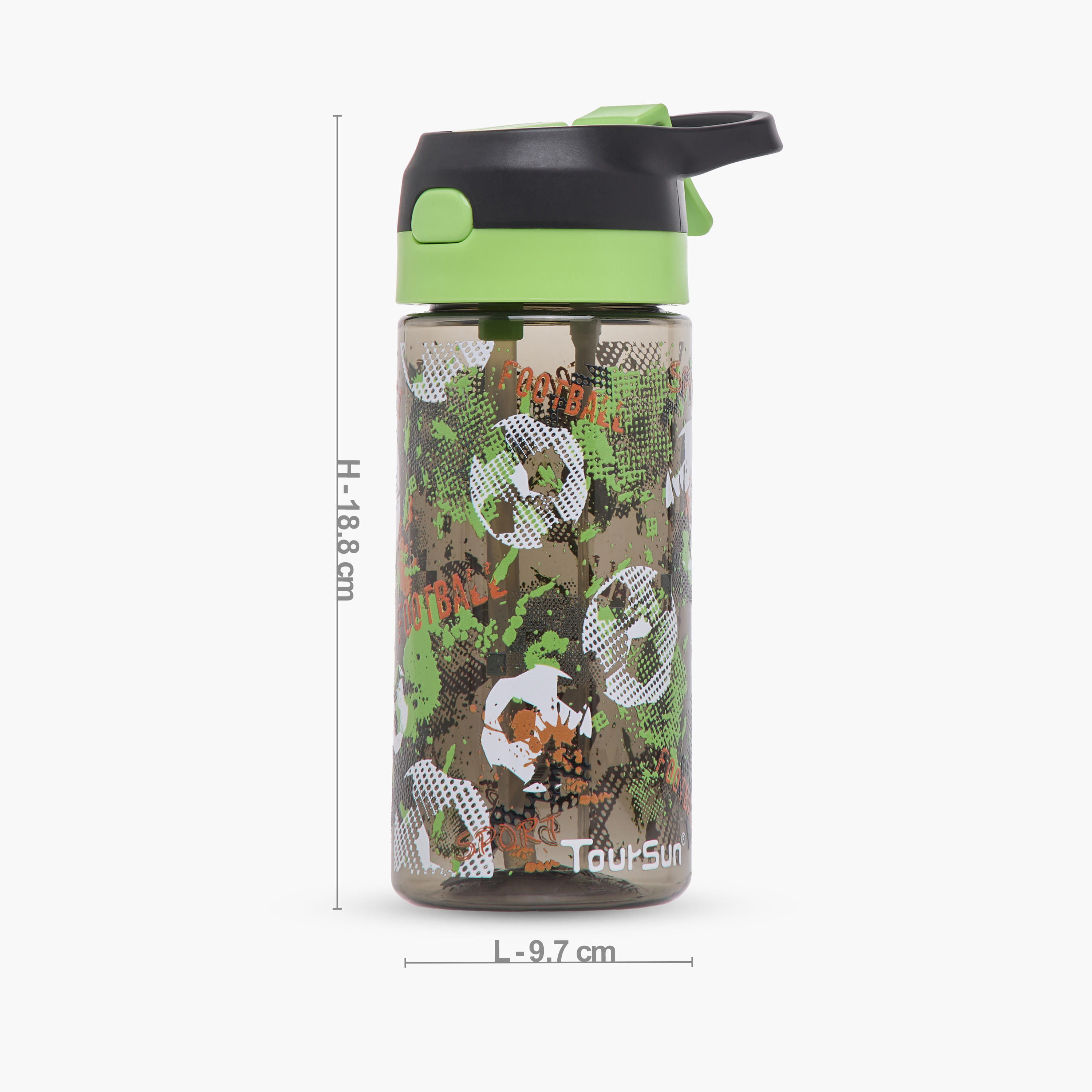قارورة ماء بلاستيك بمقبض وتصميم كرة قدم من تورسن - 500 مل-school-waterbottles-image-2