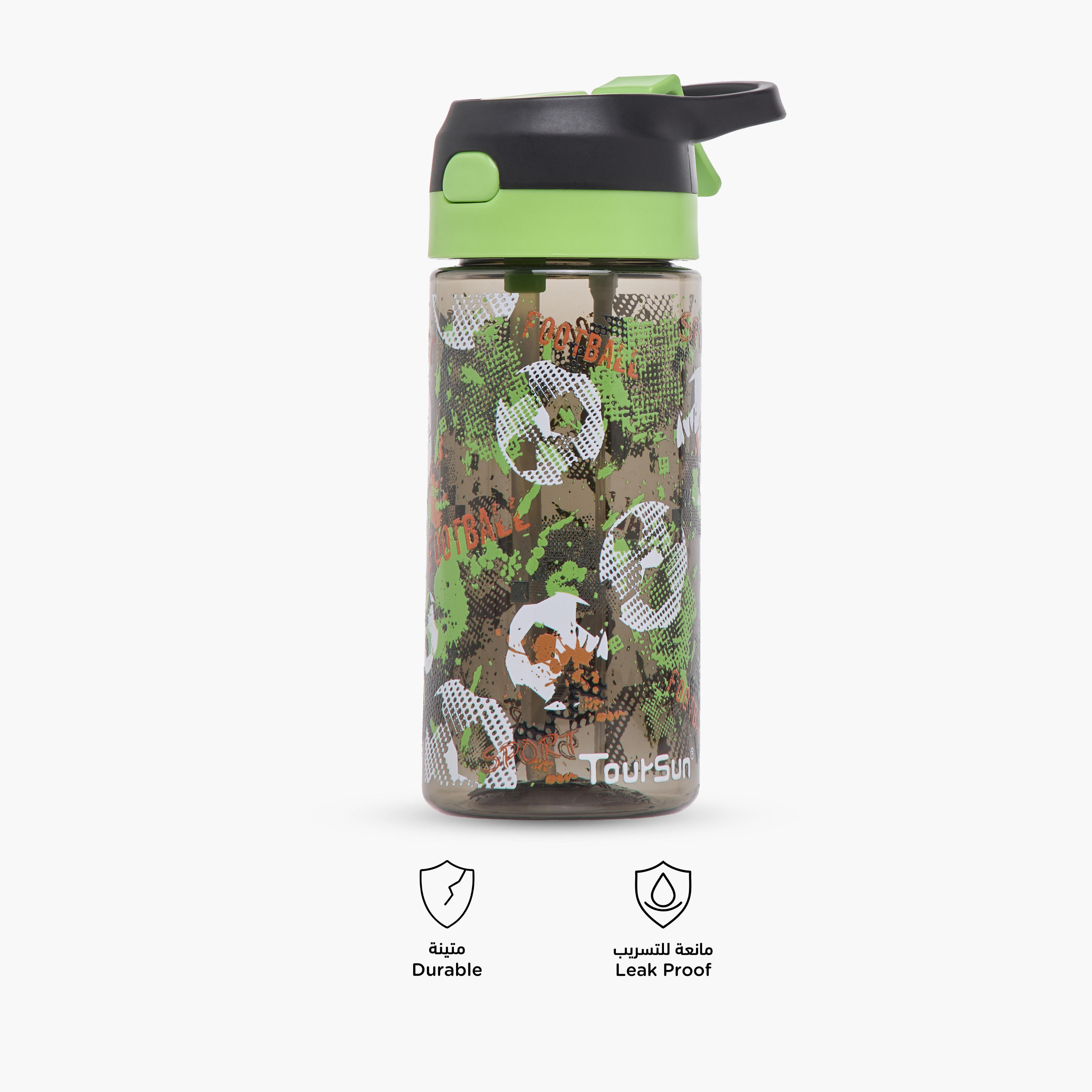 قارورة ماء بلاستيك بمقبض وتصميم كرة قدم من تورسن - 500 مل-school-waterbottles-image-4