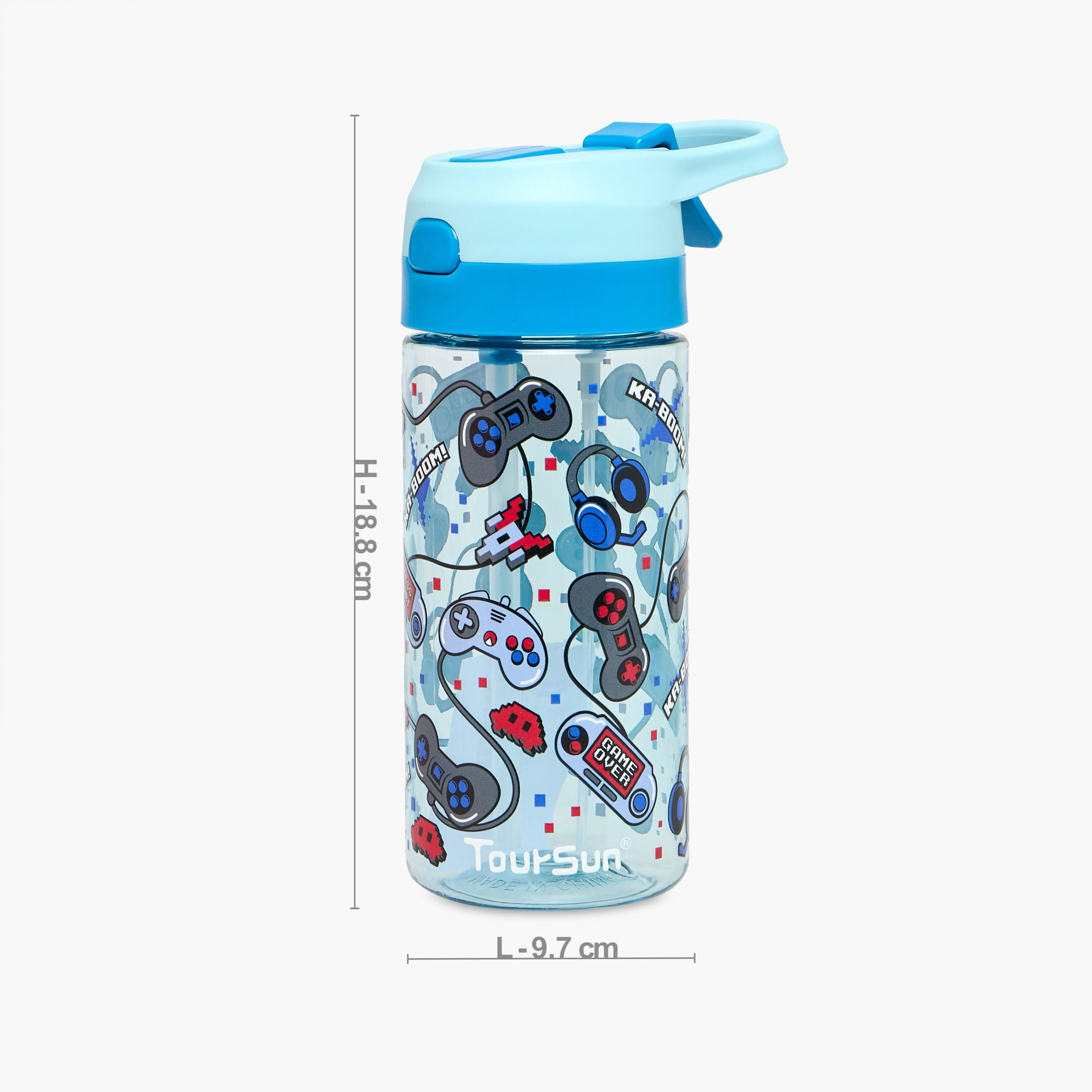 Toursun Gaming Plastic Water Bottle with Sipper and Handle – 500 ml-school-waterbottles-image-2