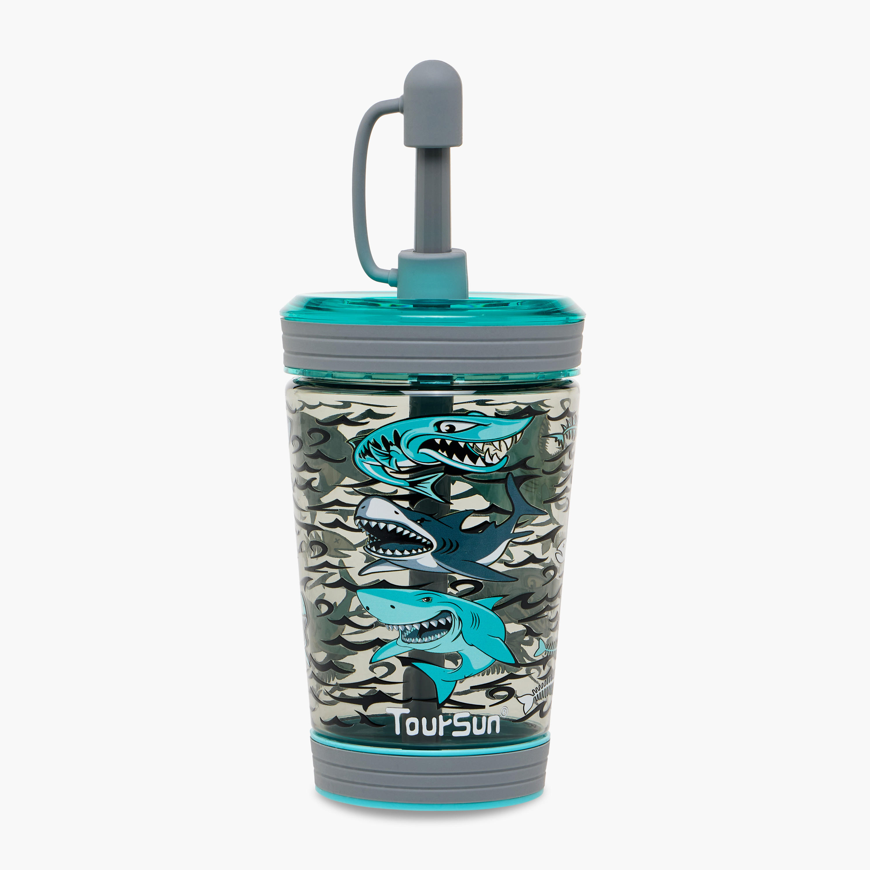 Shark Print Sipper with Straw - 480 ml-school-waterbottles-image-1