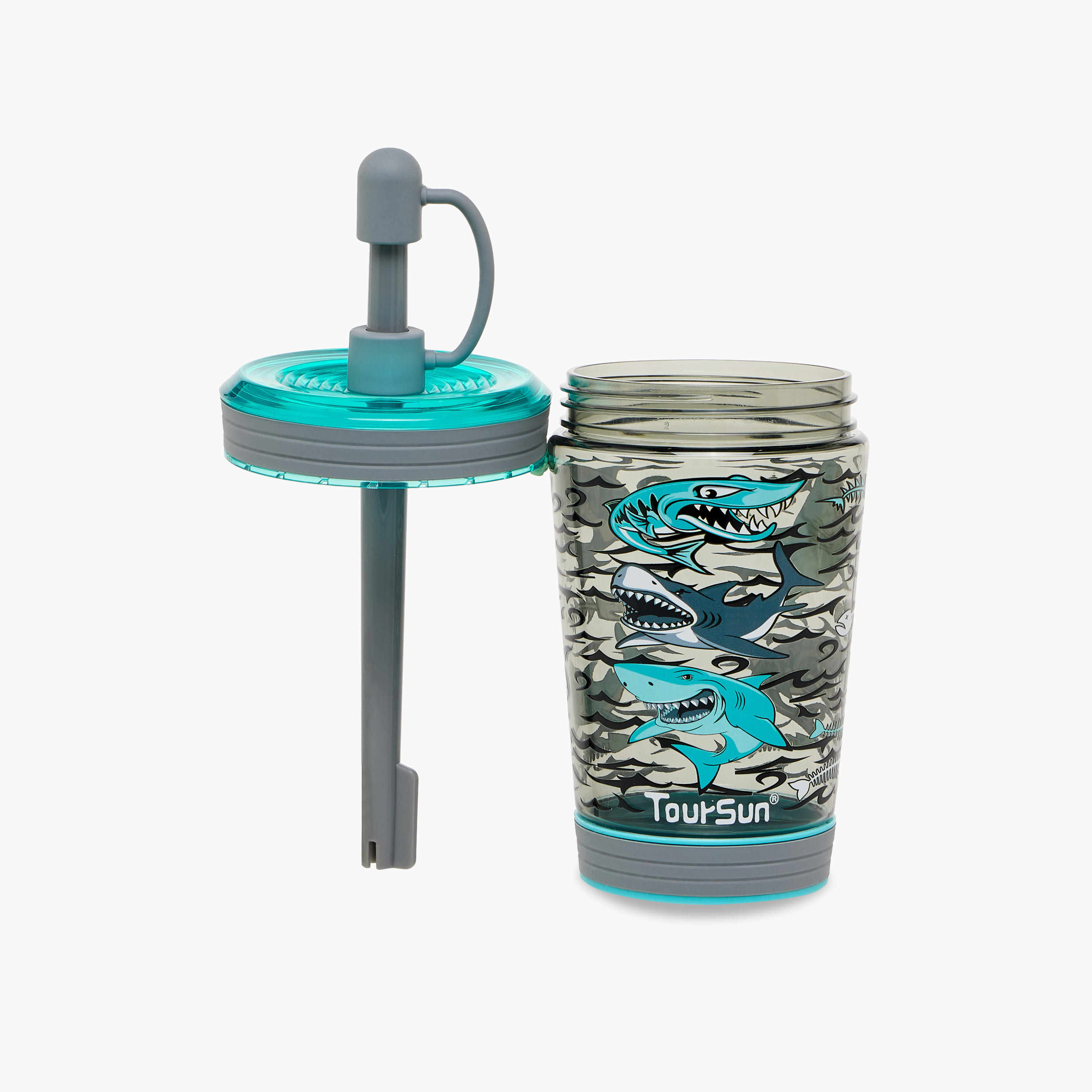 Shark Print Sipper with Straw - 480 ml-school-waterbottles-image-2