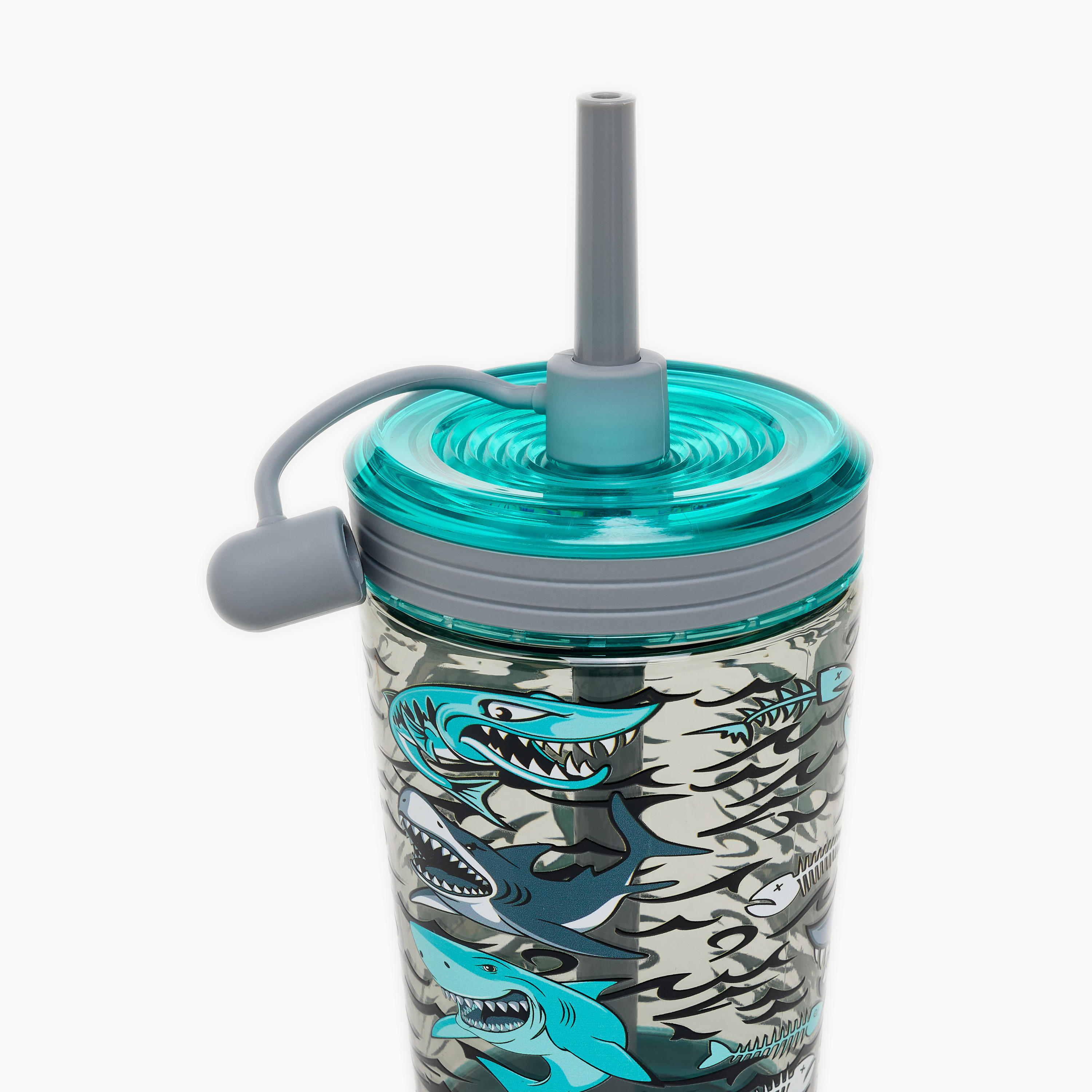 Shark Print Sipper with Straw - 480 ml-school-waterbottles-image-4