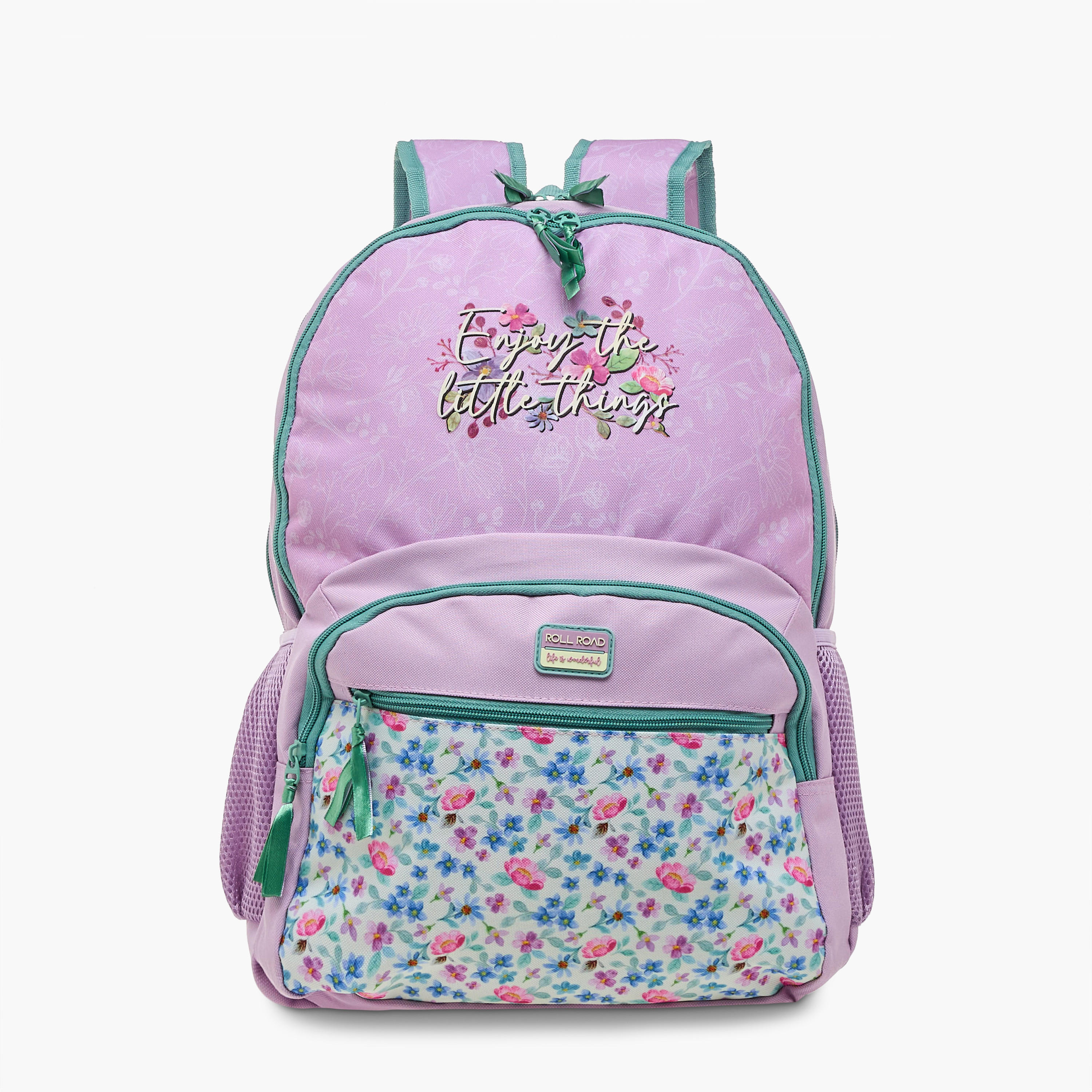Roll Road Floral Print Backpack with Adjustable Shoulder Straps and Zip Closure - 33x46x17 cms-school-bagsandbackpacks-backpacks-image-1