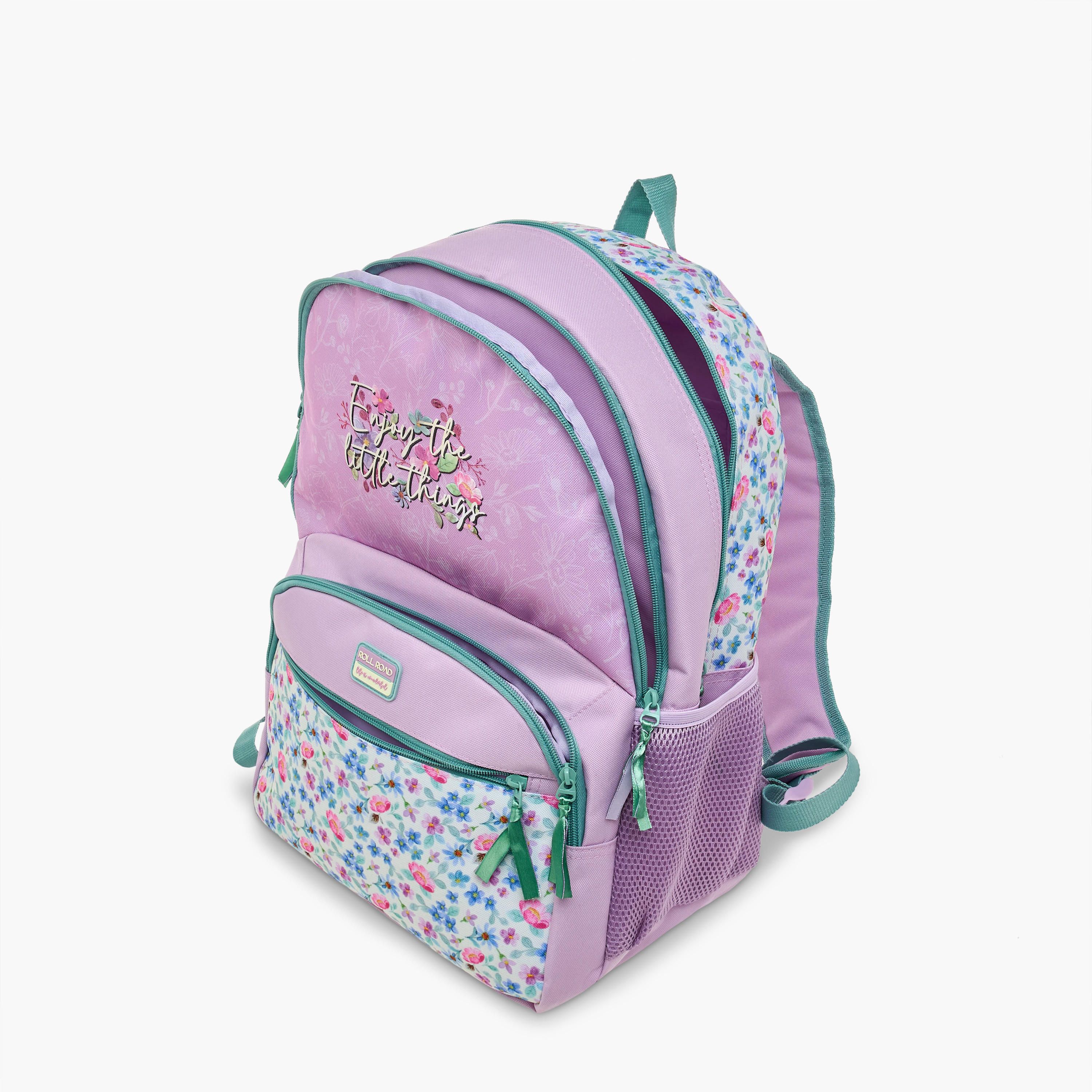 Roll Road Floral Print Backpack with Adjustable Shoulder Straps and Zip Closure - 33x46x17 cms-school-bagsandbackpacks-backpacks-image-10
