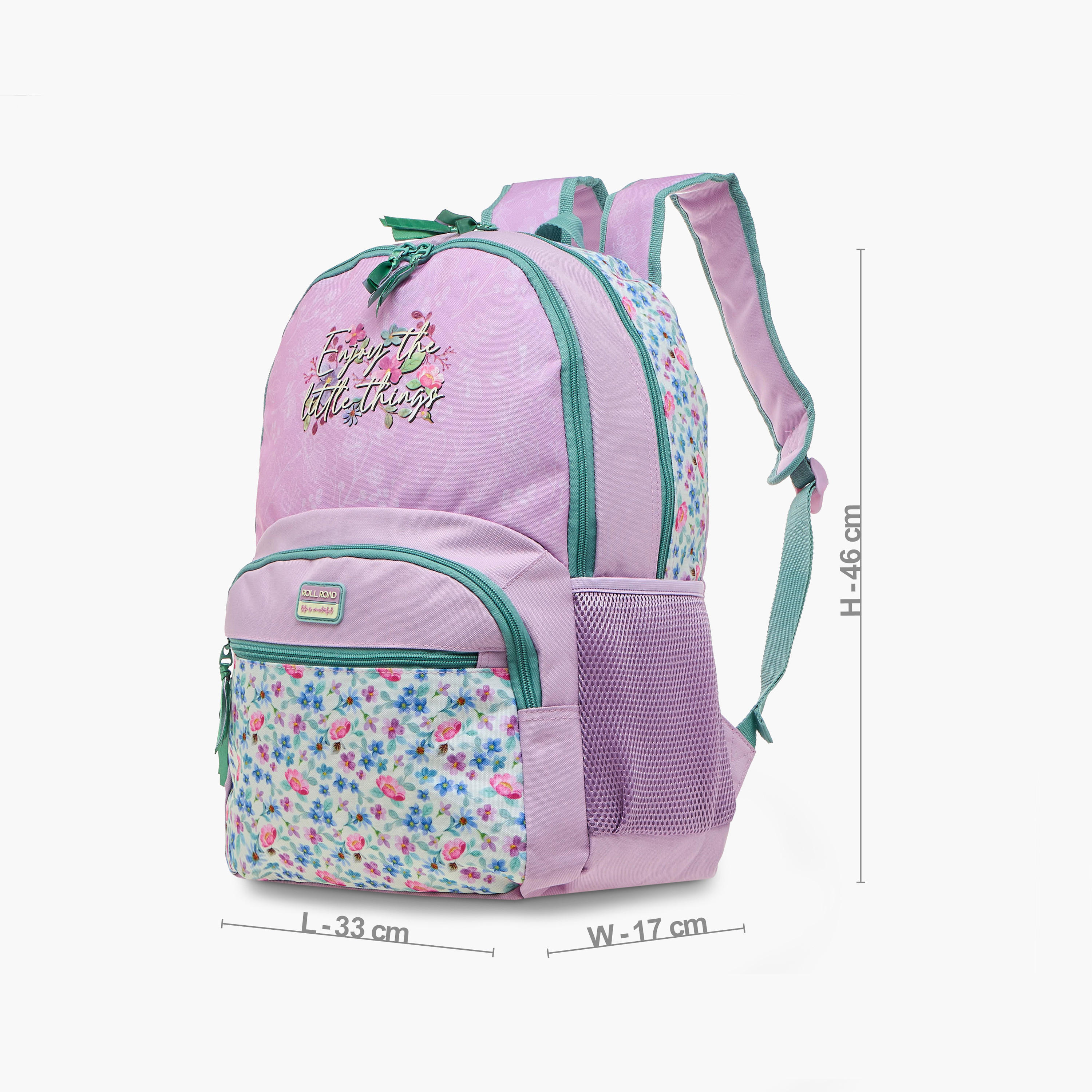 Roll Road Floral Print Backpack with Adjustable Shoulder Straps and Zip Closure - 33x46x17 cms-school-bagsandbackpacks-backpacks-image-2