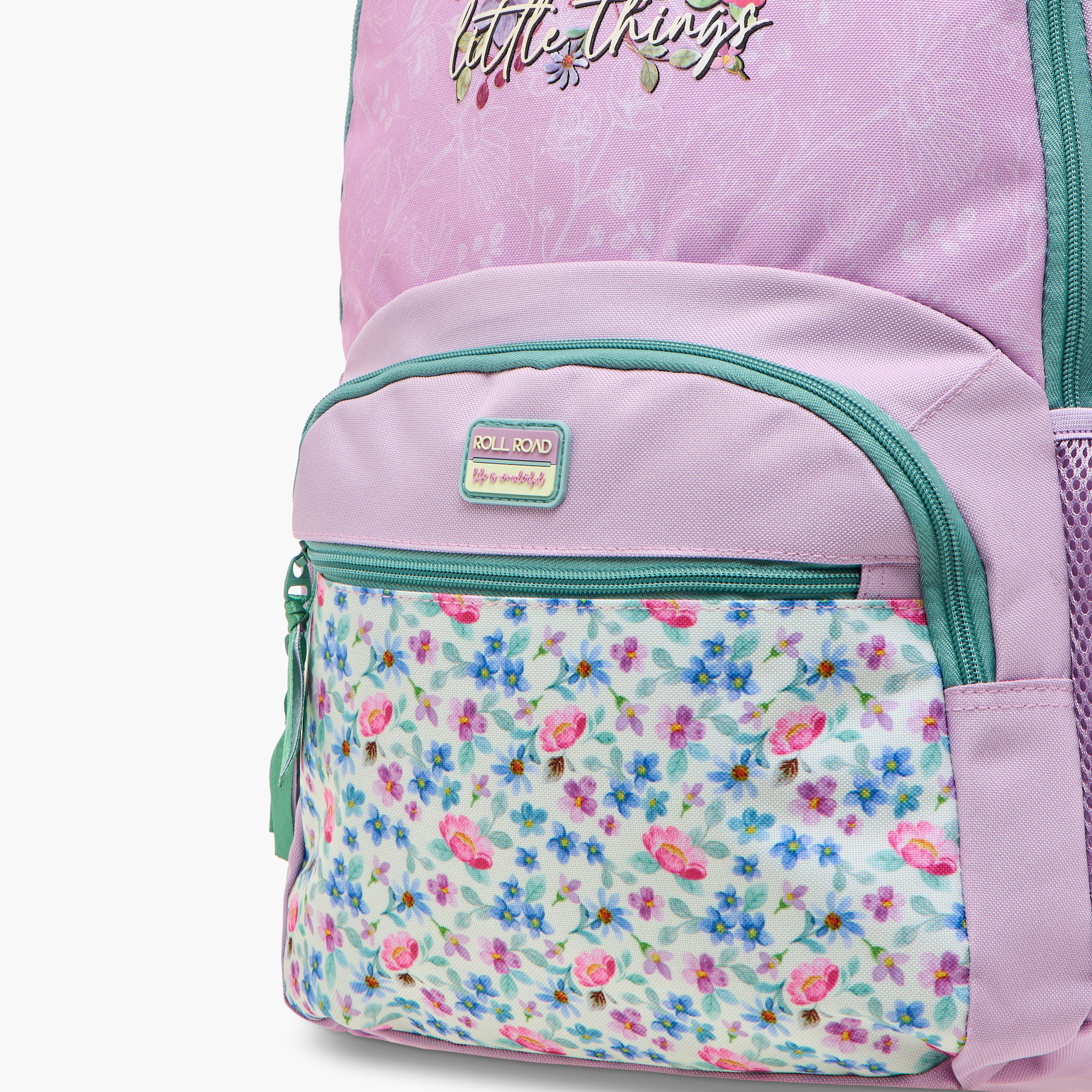 Roll Road Floral Print Backpack with Adjustable Shoulder Straps and Zip Closure - 33x46x17 cms-school-bagsandbackpacks-backpacks-image-7