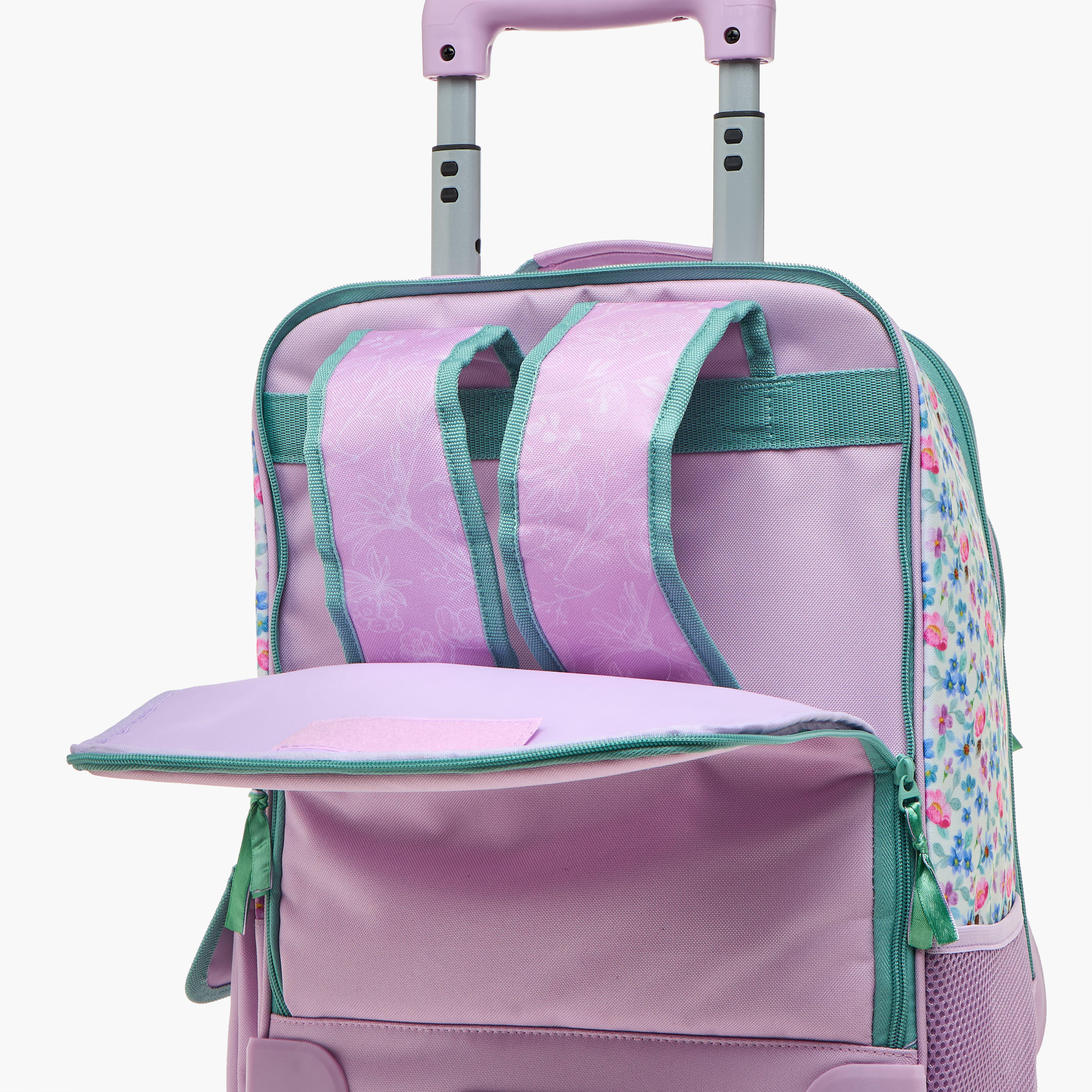 Roll Road Floral Trolley Bag for Girls 8-13 Years with Retractable Handle -school-bagsandbackpacks-trolleybags-image-10