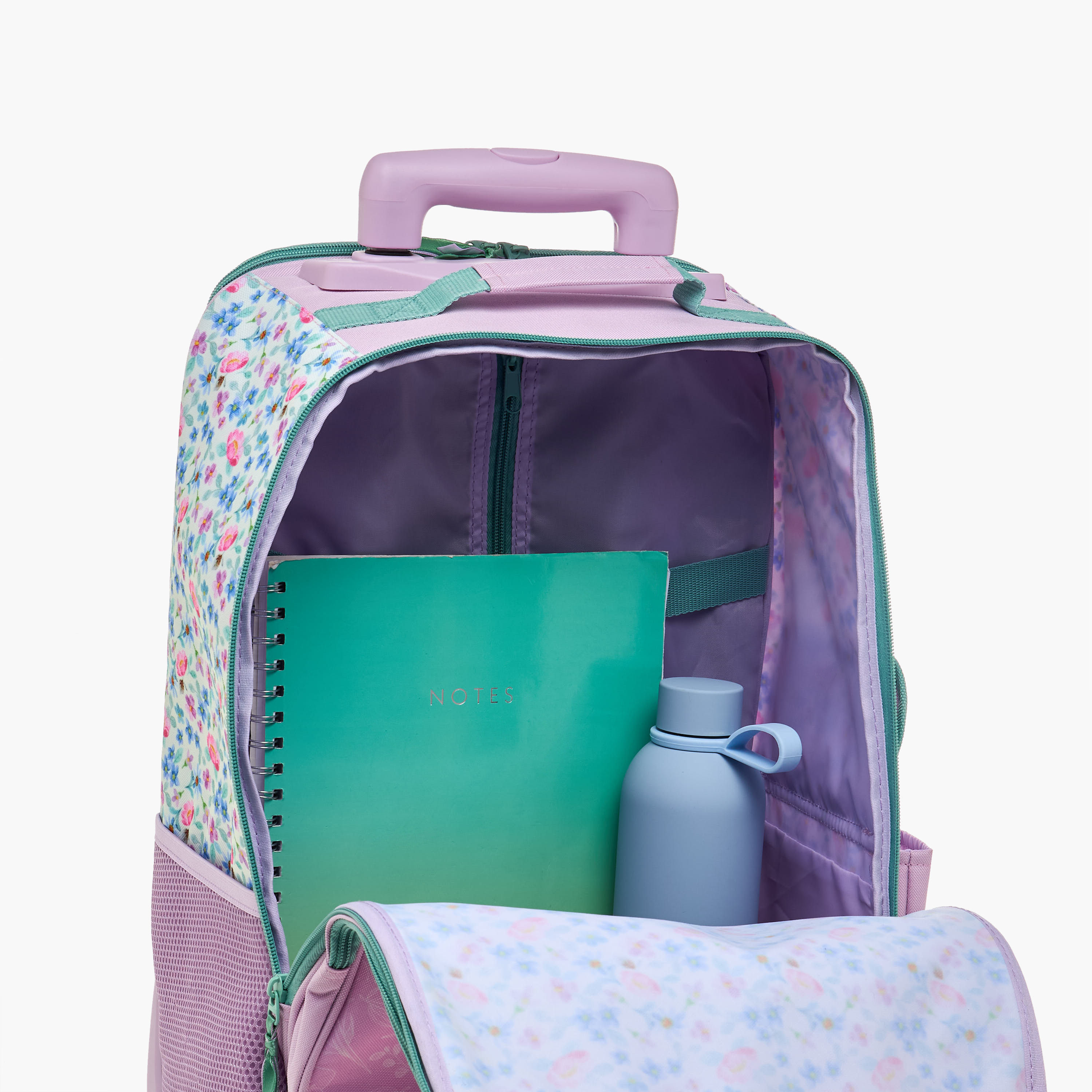 Roll Road Floral Trolley Bag for Girls 8-13 Years with Retractable Handle -school-bagsandbackpacks-trolleybags-image-14