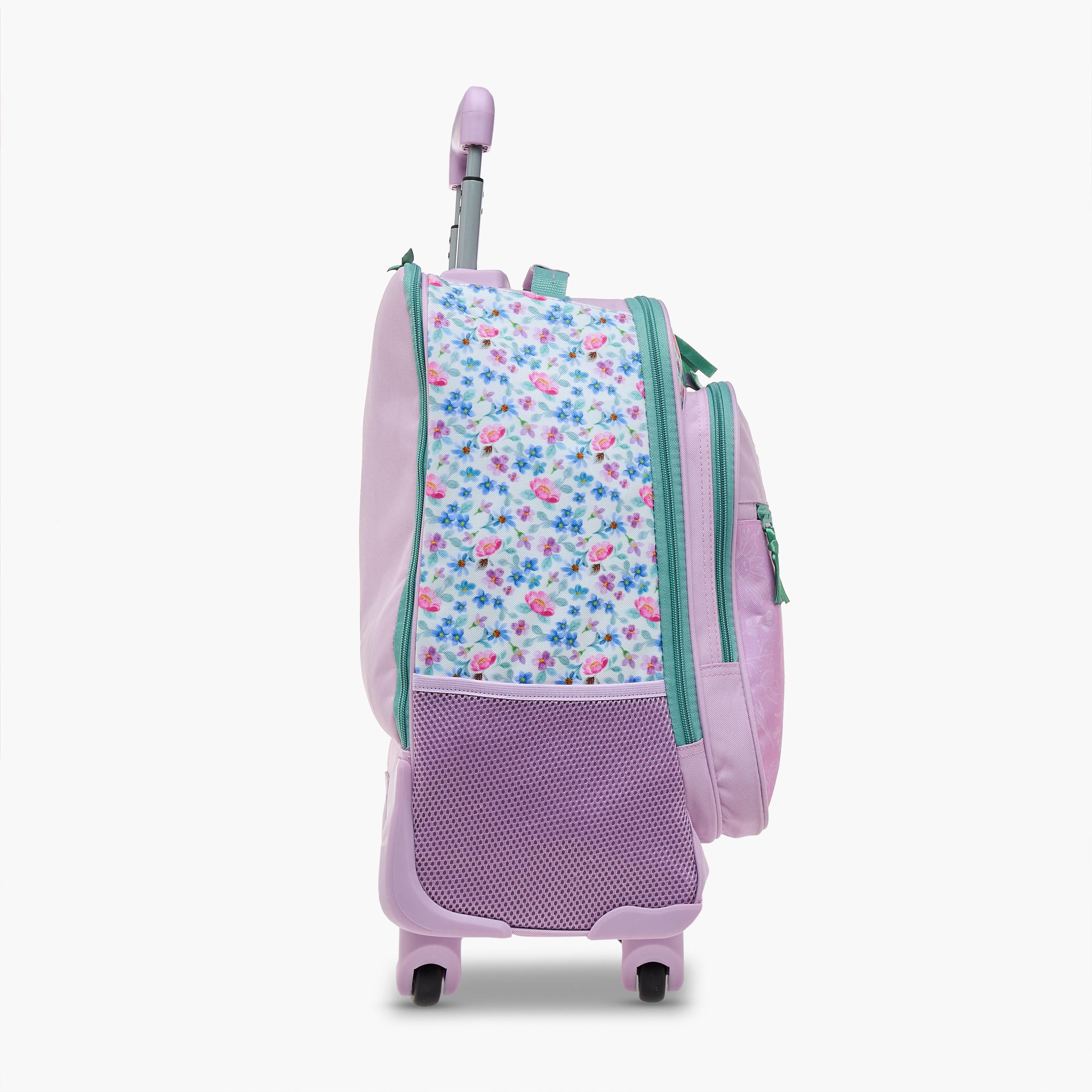 Roll Road Floral Trolley Bag for Girls 8-13 Years with Retractable Handle -school-bagsandbackpacks-trolleybags-image-3