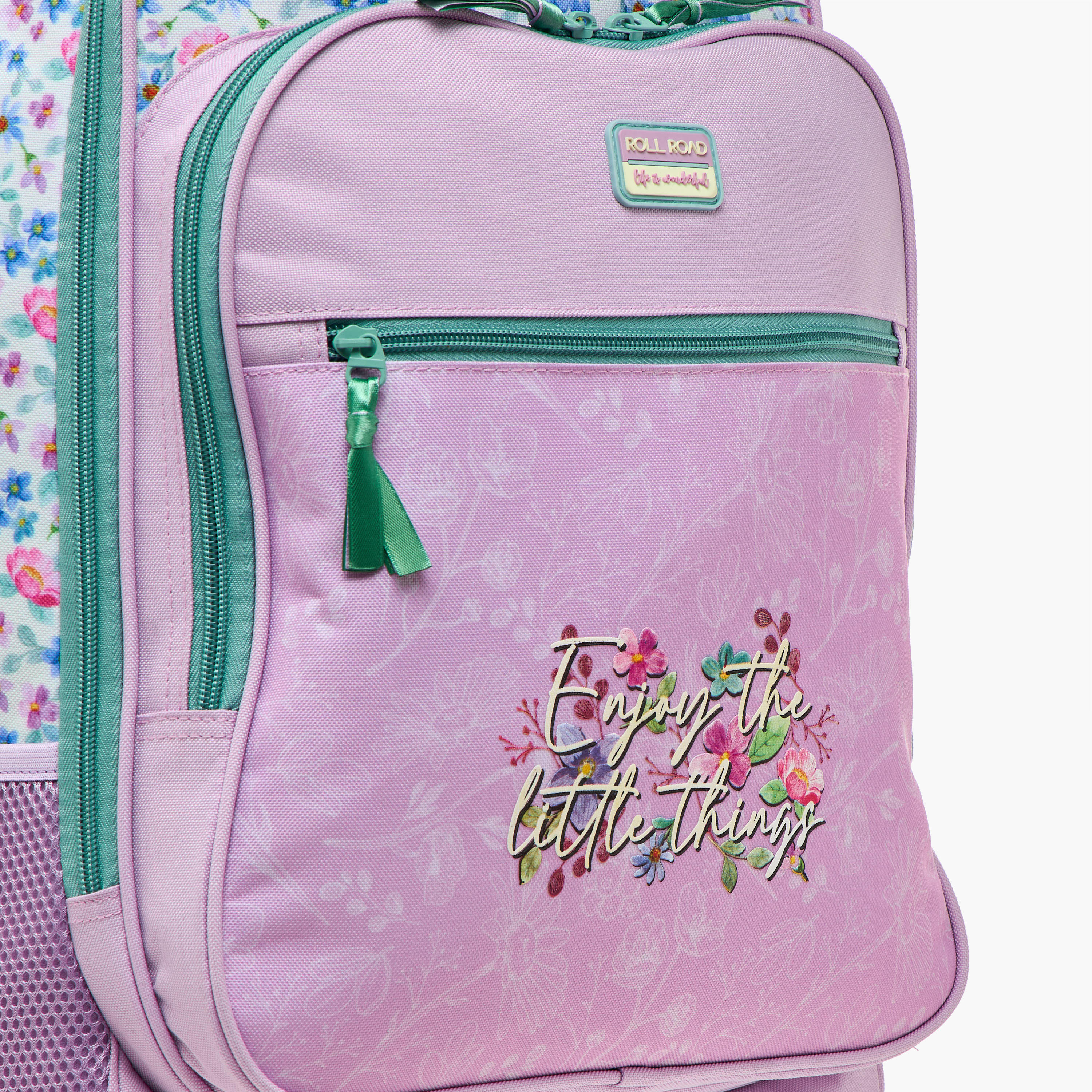 Roll Road Floral Trolley Bag for Girls 8-13 Years with Retractable Handle -school-bagsandbackpacks-trolleybags-image-8