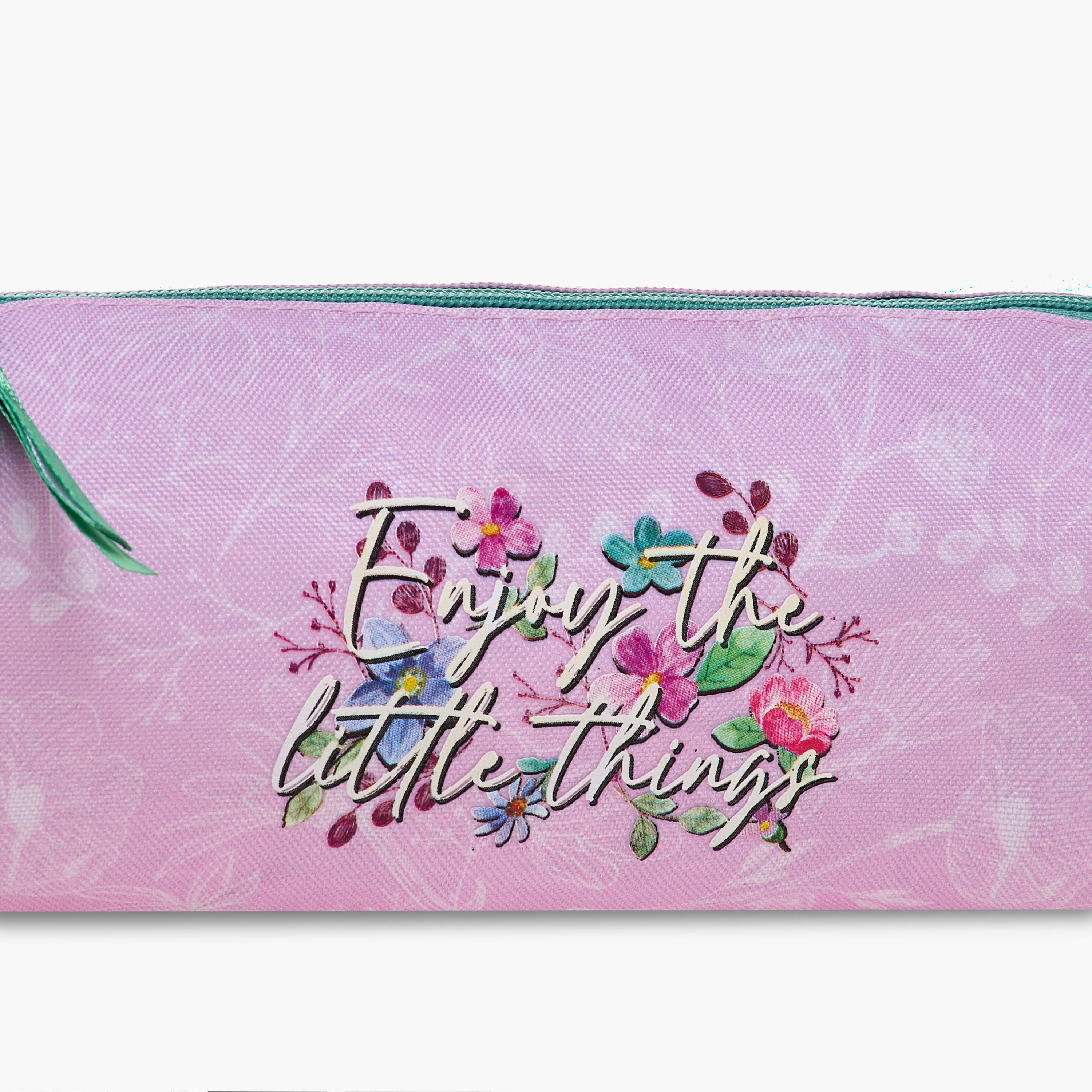 Roll Road Floral Print Pencil Pouch with Zip Closure-school-stationery-pencilcases-image-5