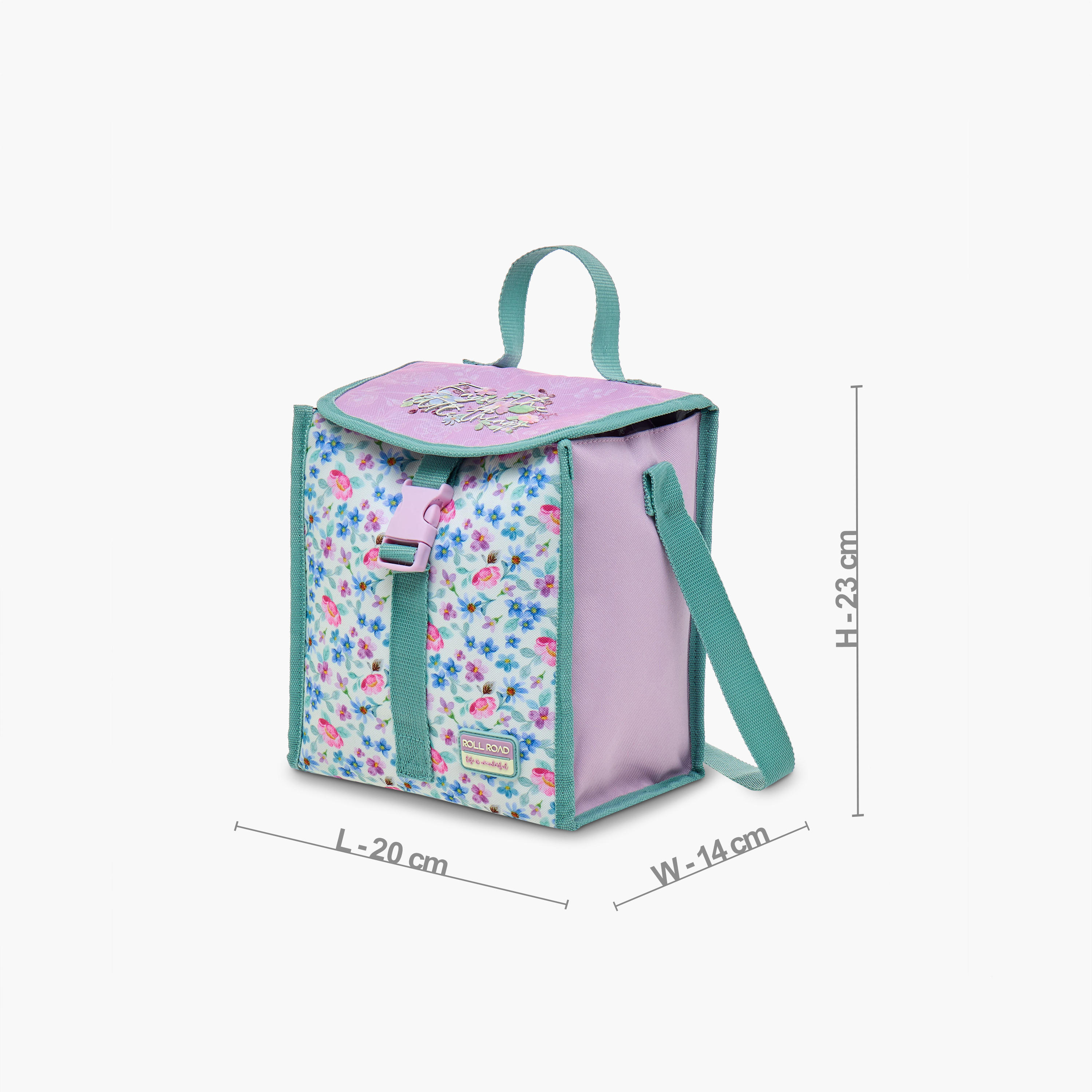 Roll Road Floral Print Lunch Bag with Handle and Side Release Buckle Closure-school-lunchessentials-lunchbags-image-2