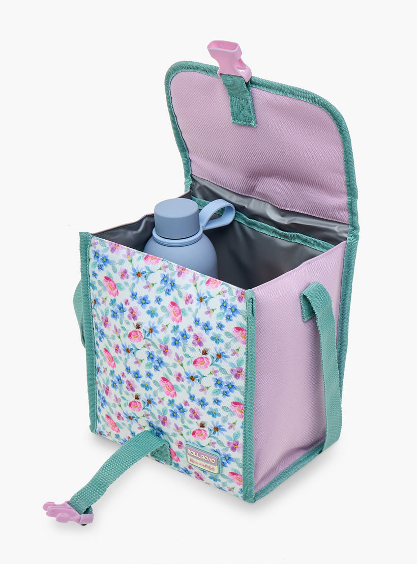Roll Road Floral Print Lunch Bag with Handle and Side Release Buckle Closure-school-lunchessentials-lunchbags-image-7
