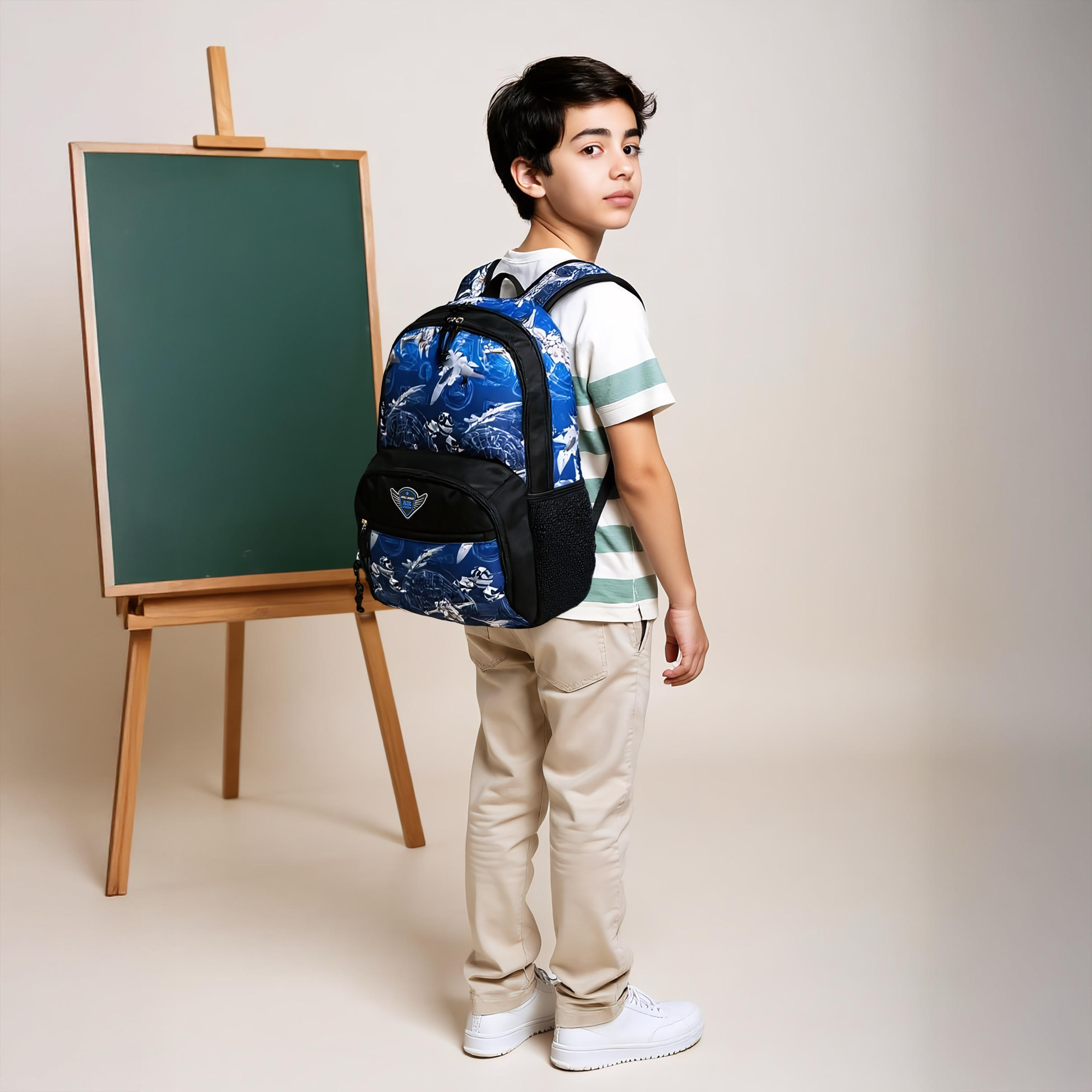 Roll Road Air Force Print Backpack with Adjustable Straps and Zip Closure - 33x46x17 cms-school-bagsandbackpacks-backpacks-image-2