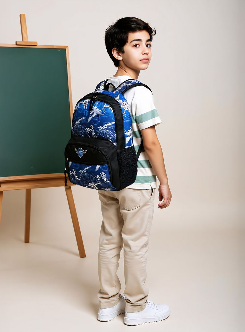 شنطة ظهر بطبعات وحمالات قابلة للتعديل وسحاب إغلاق - 33x46x17 سم-school-bagsandbackpacks-backpacks-image-2
