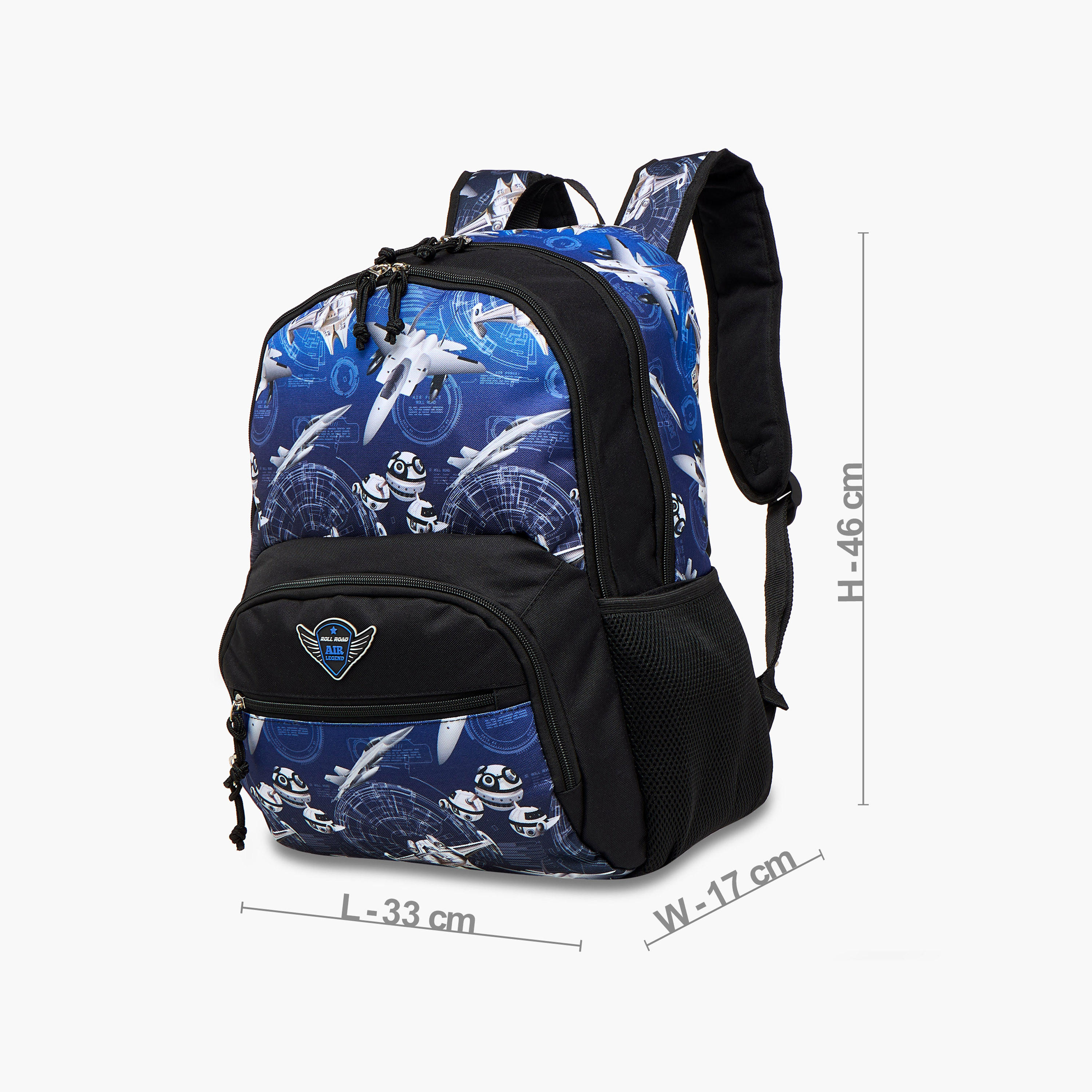 Roll Road Air Force Print Backpack with Adjustable Straps and Zip Closure - 33x46x17 cms-school-bagsandbackpacks-backpacks-image-4