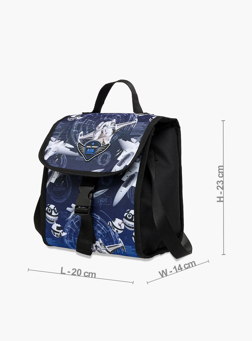 Roll Road Air Force Print Lunch Bag with Adjustable Strap and Flap Closure-school-lunchessentials-lunchbags-image-2