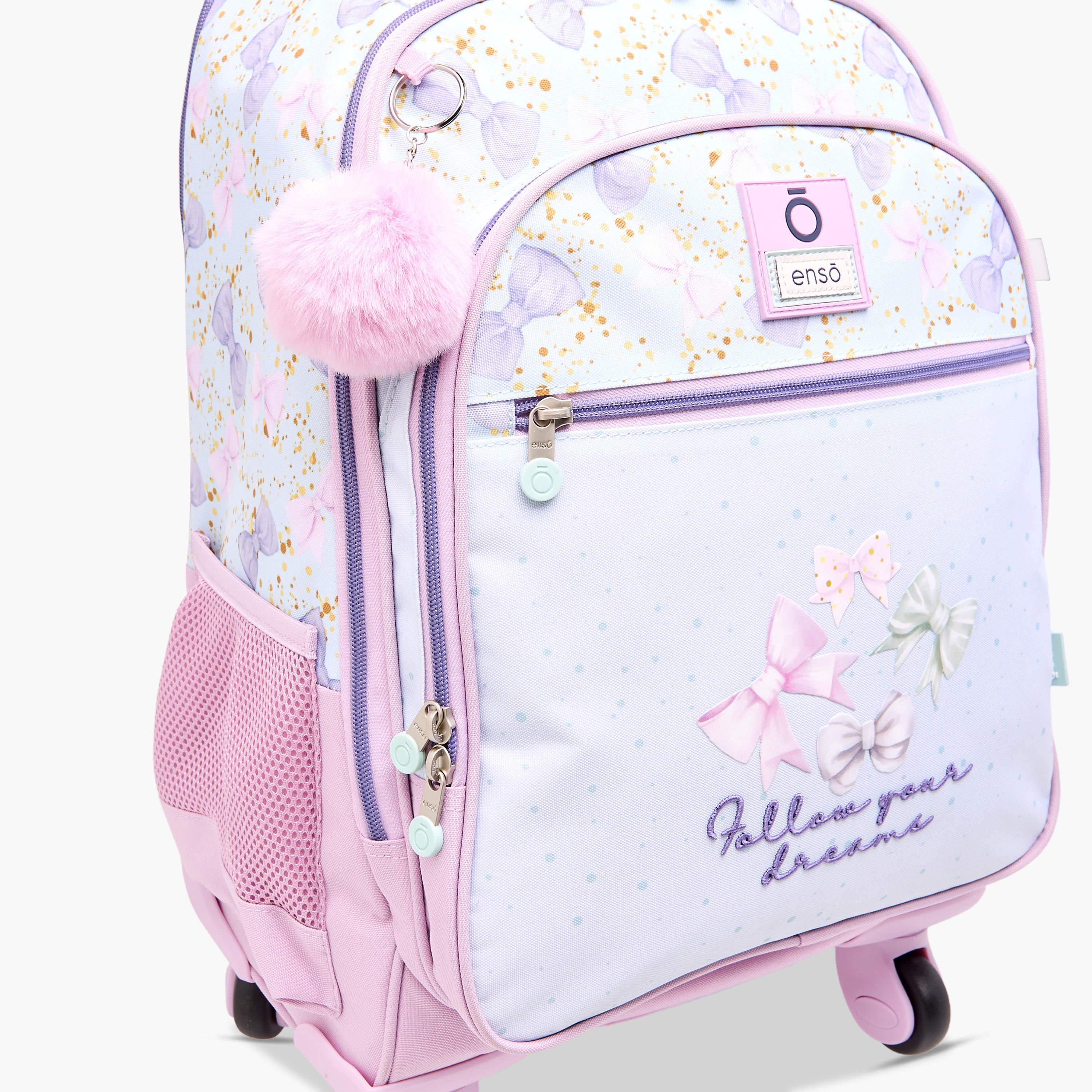 Enso Bow Trolley Bag for Girls 8-13 Years with Retractable Handle -school-bagsandbackpacks-trolleybags-image-11
