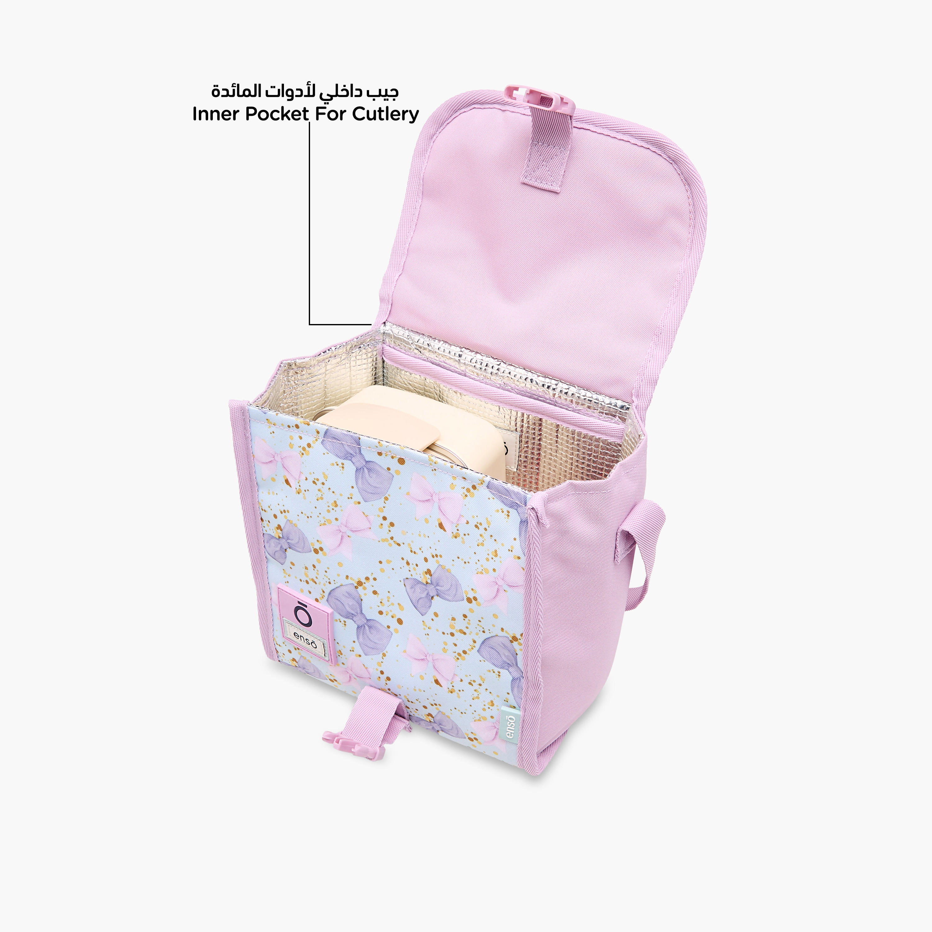 Enso Bow Print Lunch Bag with Buckle Closure-school-lunchessentials-lunchbags-image-8