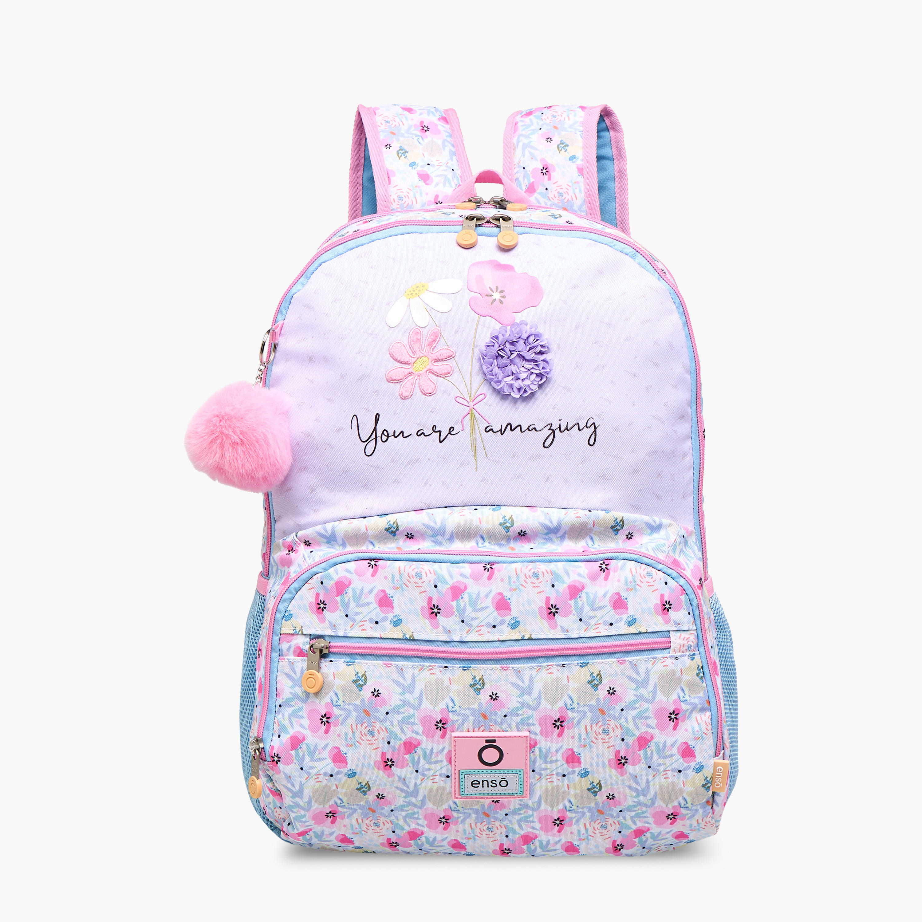 Floral Print Backpack with Adjustable Shoulder Straps and Zip Closure - 33X46X17 cms-school-bagsandbackpacks-backpacks-image-1