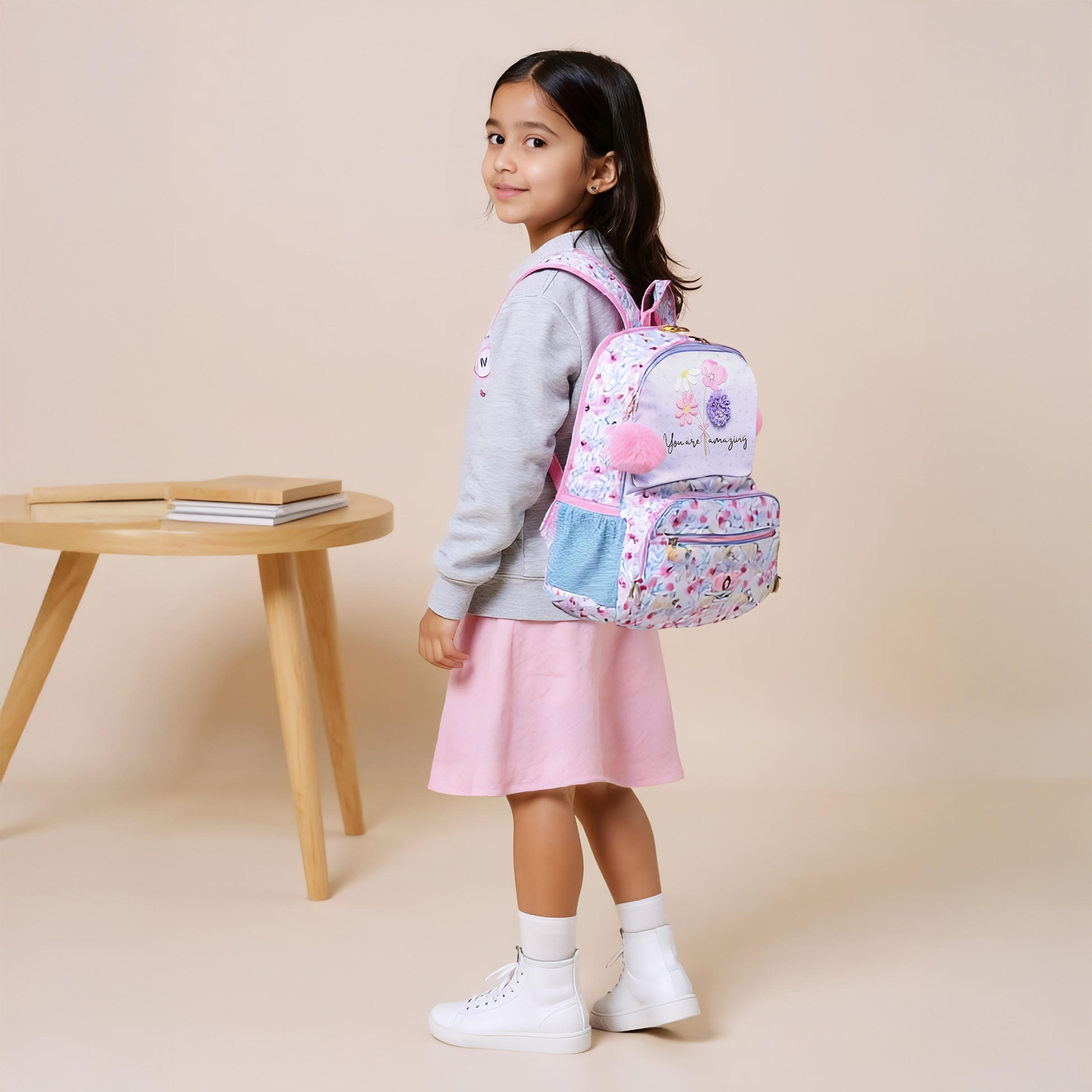 Floral Print Backpack with Adjustable Shoulder Straps and Zip Closure - 33X46X17 cms-school-bagsandbackpacks-backpacks-image-2