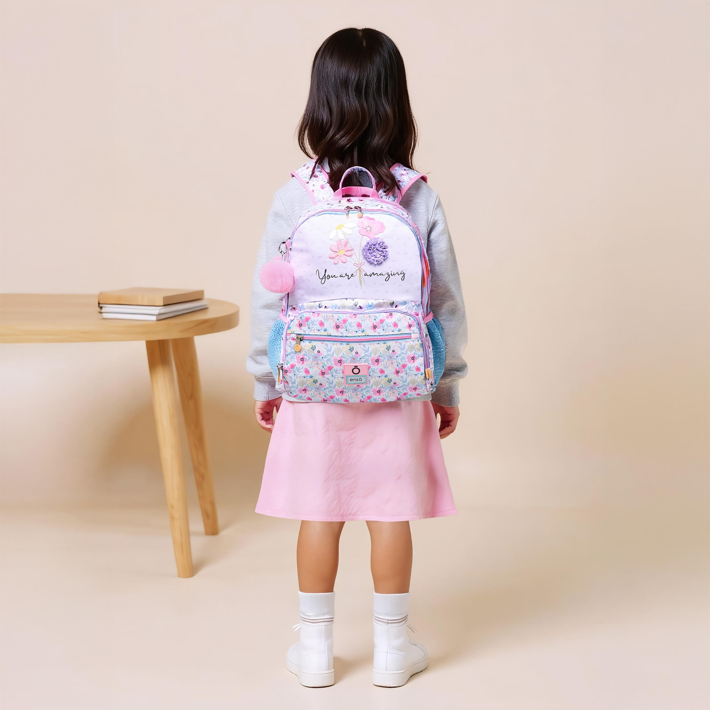 Floral Print Backpack with Adjustable Shoulder Straps and Zip Closure - 33X46X17 cms-school-bagsandbackpacks-backpacks-image-3