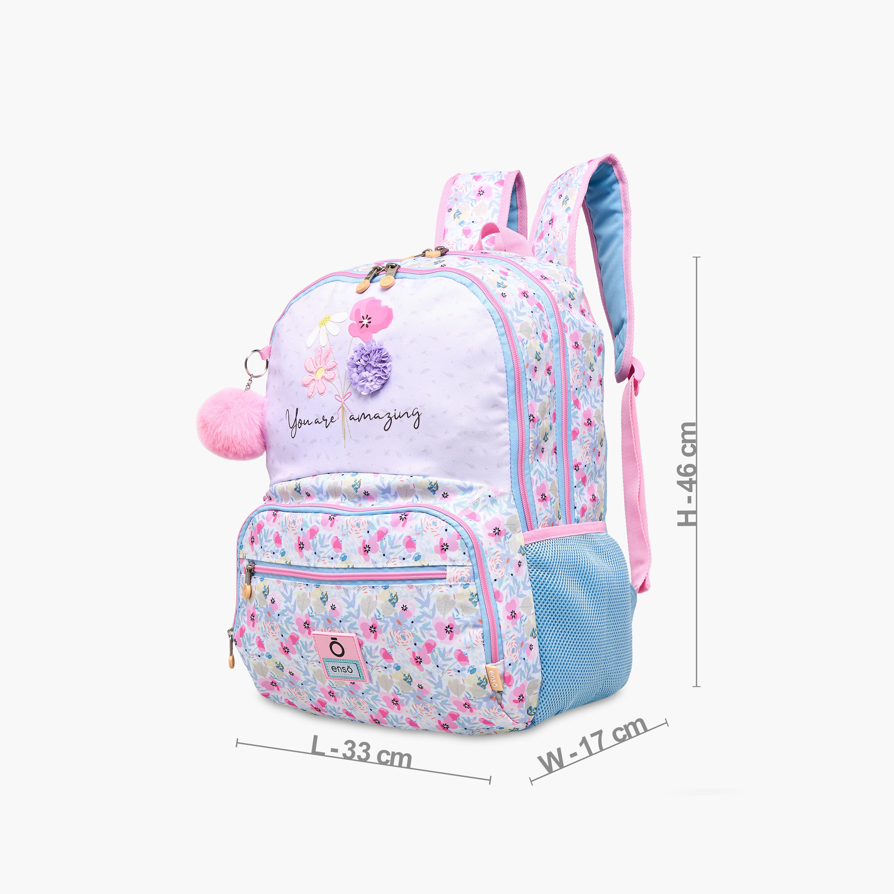 Floral Print Backpack with Adjustable Shoulder Straps and Zip Closure - 33X46X17 cms-school-bagsandbackpacks-backpacks-image-4