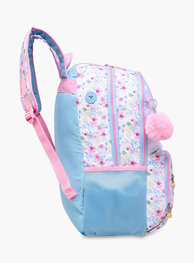 شنطة ظهر بطبعات أزهار مع حمالات كتف قابلة للتعديل وسحاب إغلاق - 33×46×17 سم-school-bagsandbackpacks-backpacks-image-5