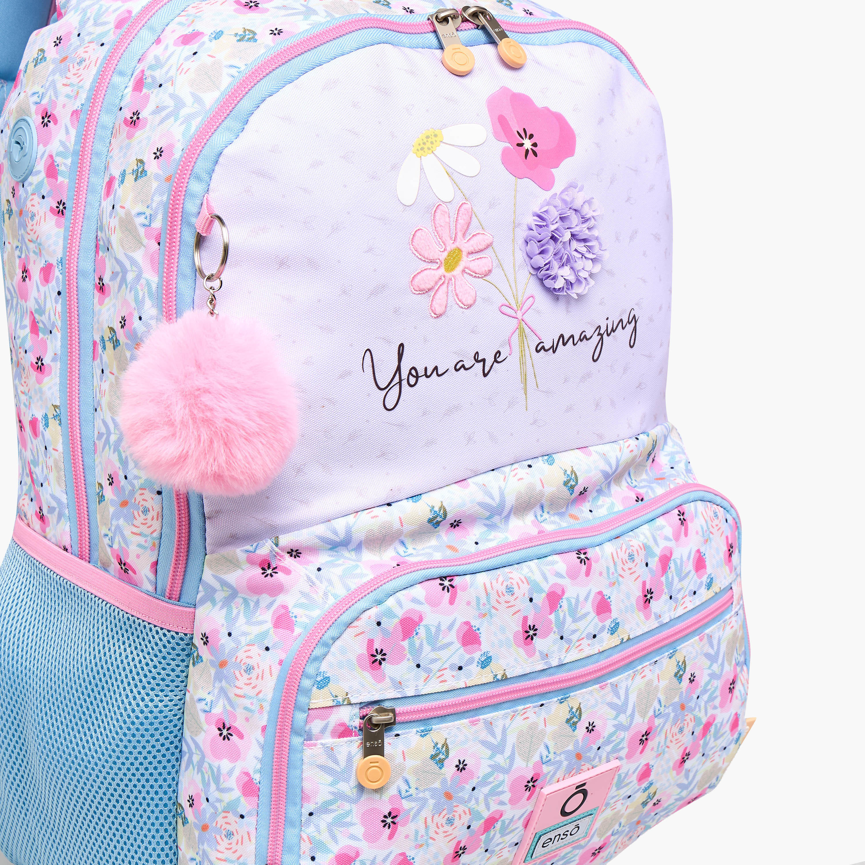 شنطة ظهر بطبعات أزهار مع حمالات كتف قابلة للتعديل وسحاب إغلاق - 33×46×17 سم-school-bagsandbackpacks-backpacks-image-9
