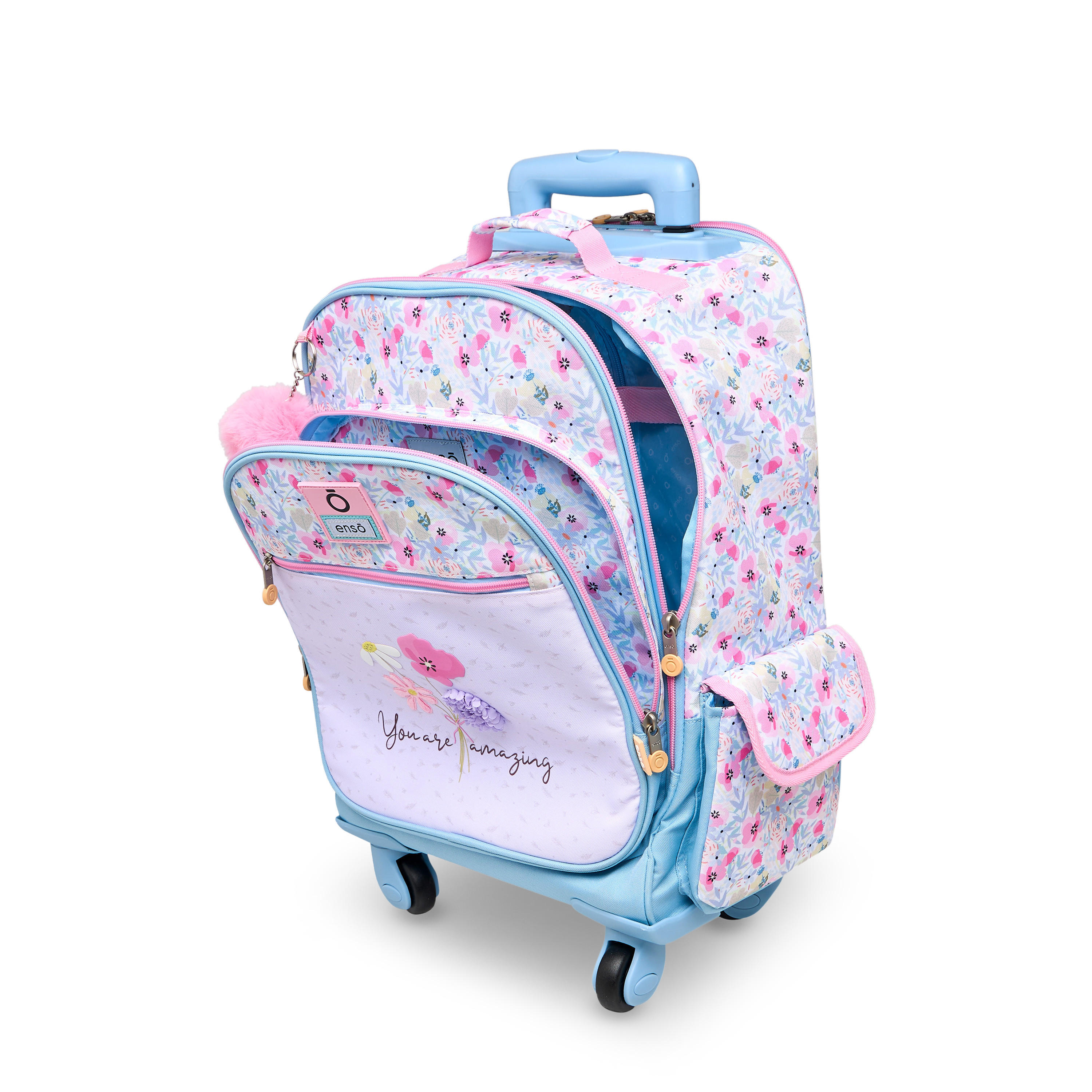 Enso Floral Trolley Bag for Girls 8-13 Years with Retractable Handle -school-bagsandbackpacks-trolleybags-image-16