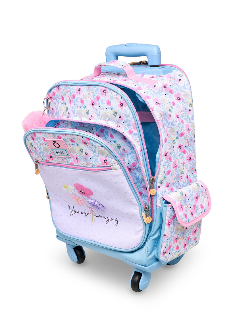 Enso Floral Trolley Bag for Girls 8-13 Years with Retractable Handle -school-bagsandbackpacks-trolleybags-image-16