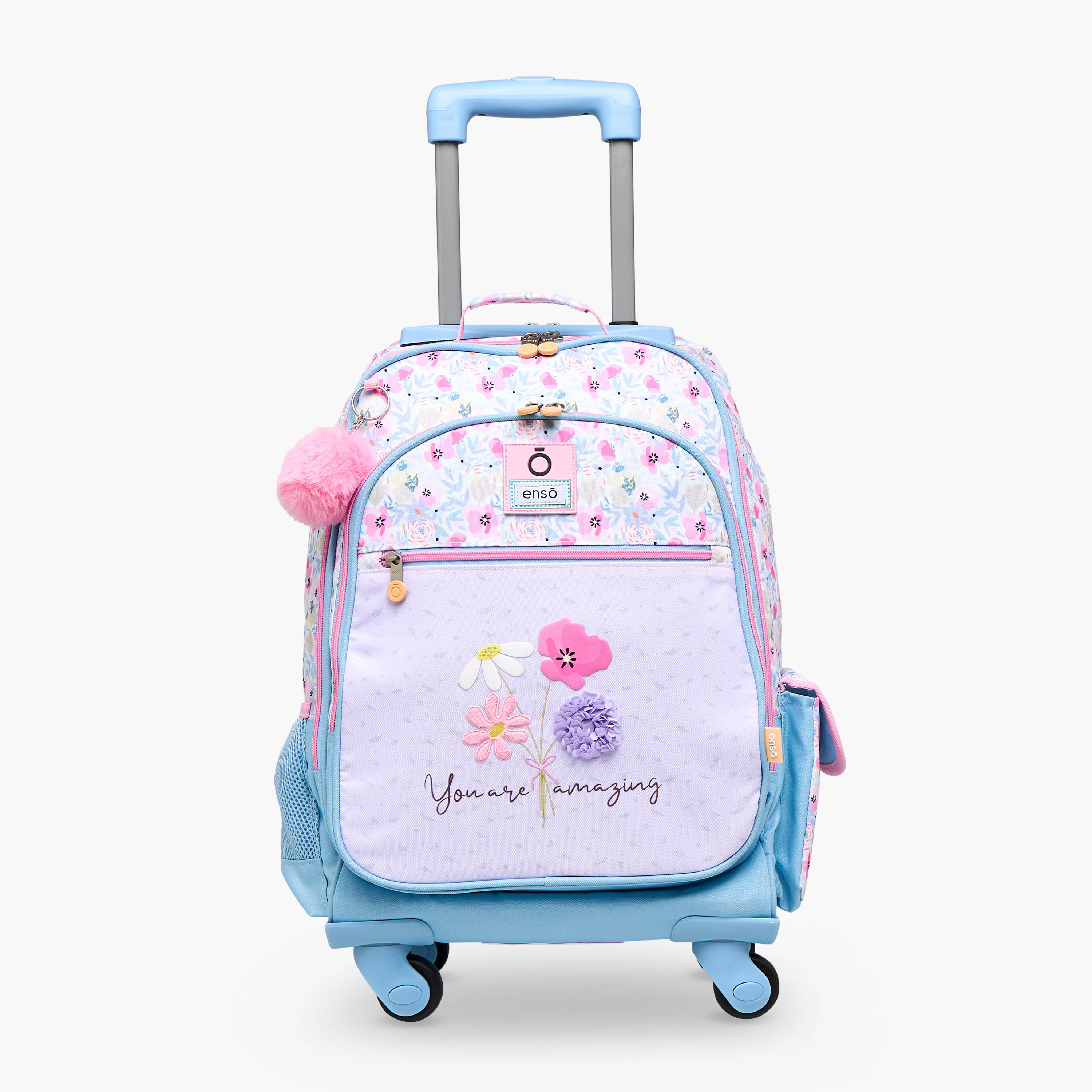 Enso Floral Trolley Bag for Girls 8-13 Years with Retractable Handle -school-bagsandbackpacks-trolleybags-image-6